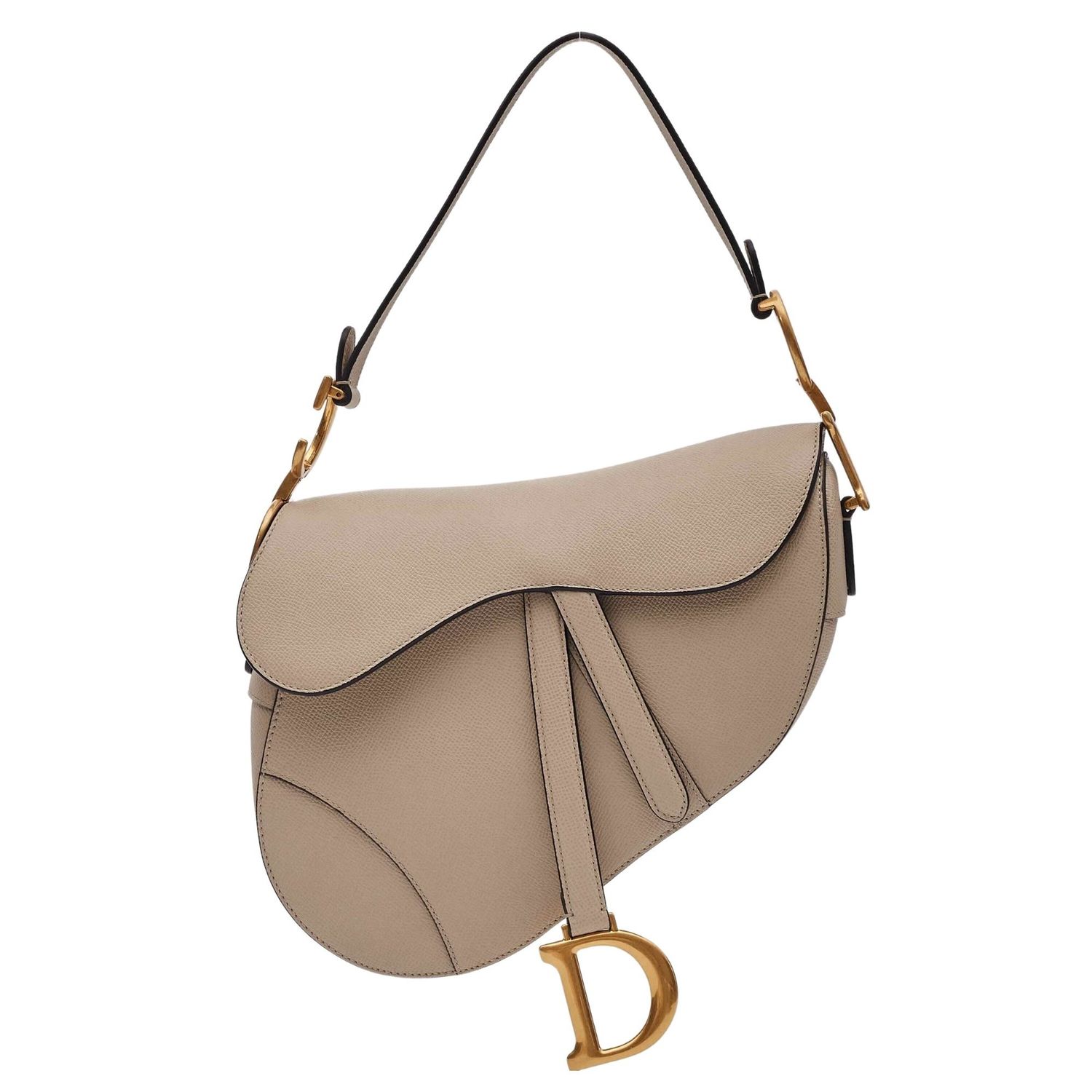 DIOR POWDER BEIGE GRAINED CALFSKIN SADDEL BAG SMALL