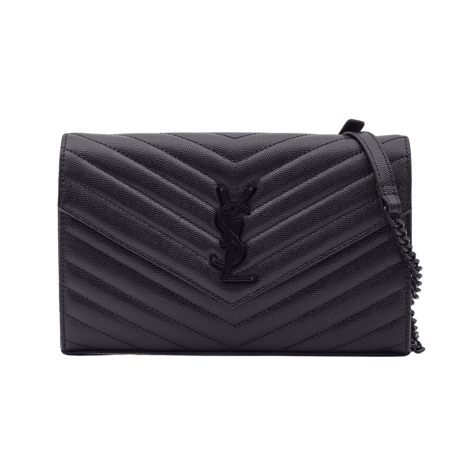 SAINT LAURENT GRAIN DE POUDRE SO BLACK ENVELOPE CASSANDRE BAG SMALL