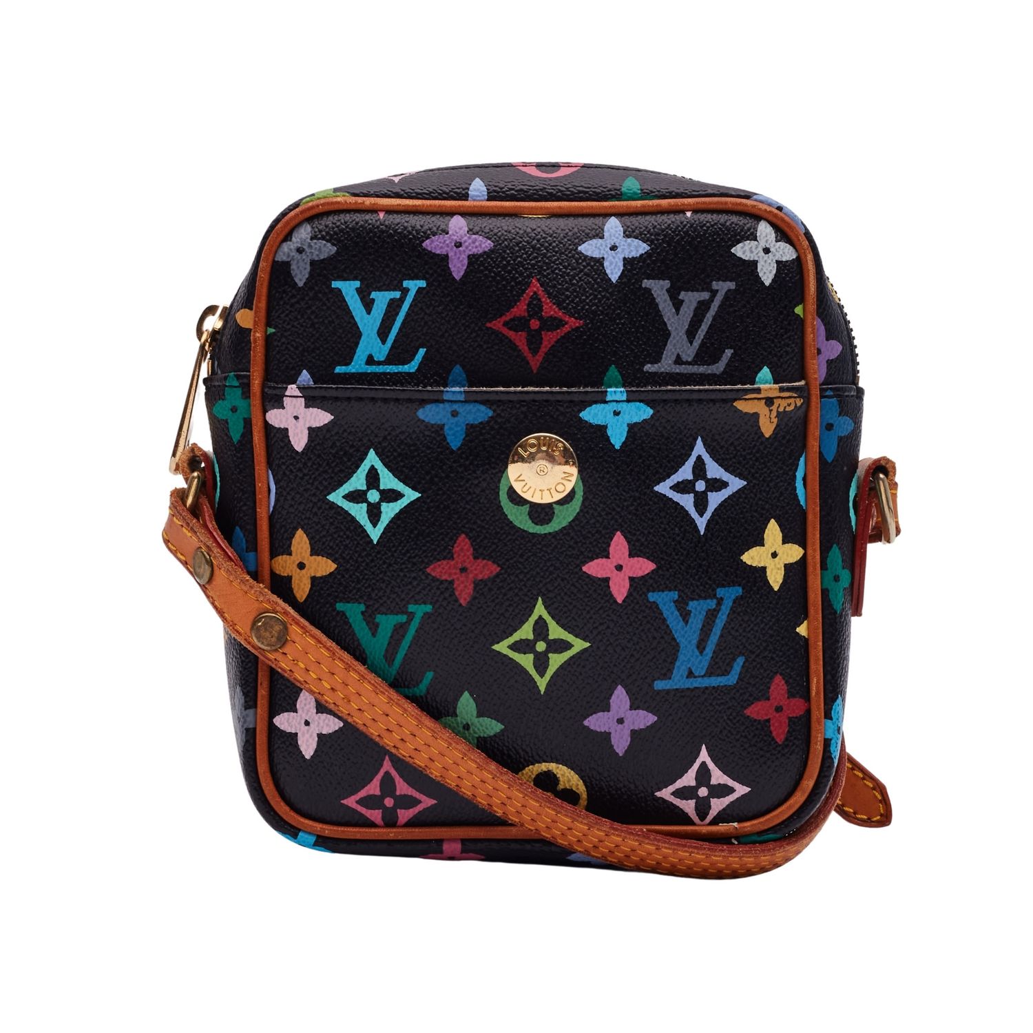 LOUIS VUITTON BLACK MURAKAMI MULTI MONOGRAM RIFT MESSENGER BAG