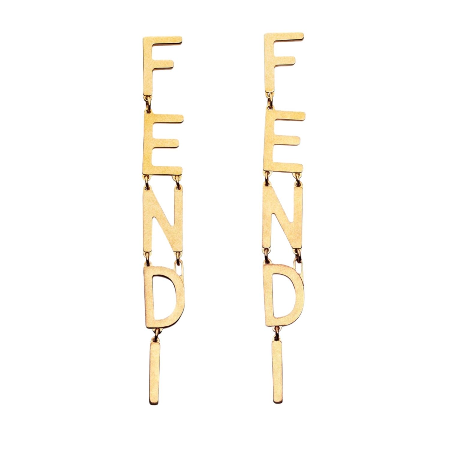 FENDI DROP FENDIGRAPHY EARRINGS GOLD