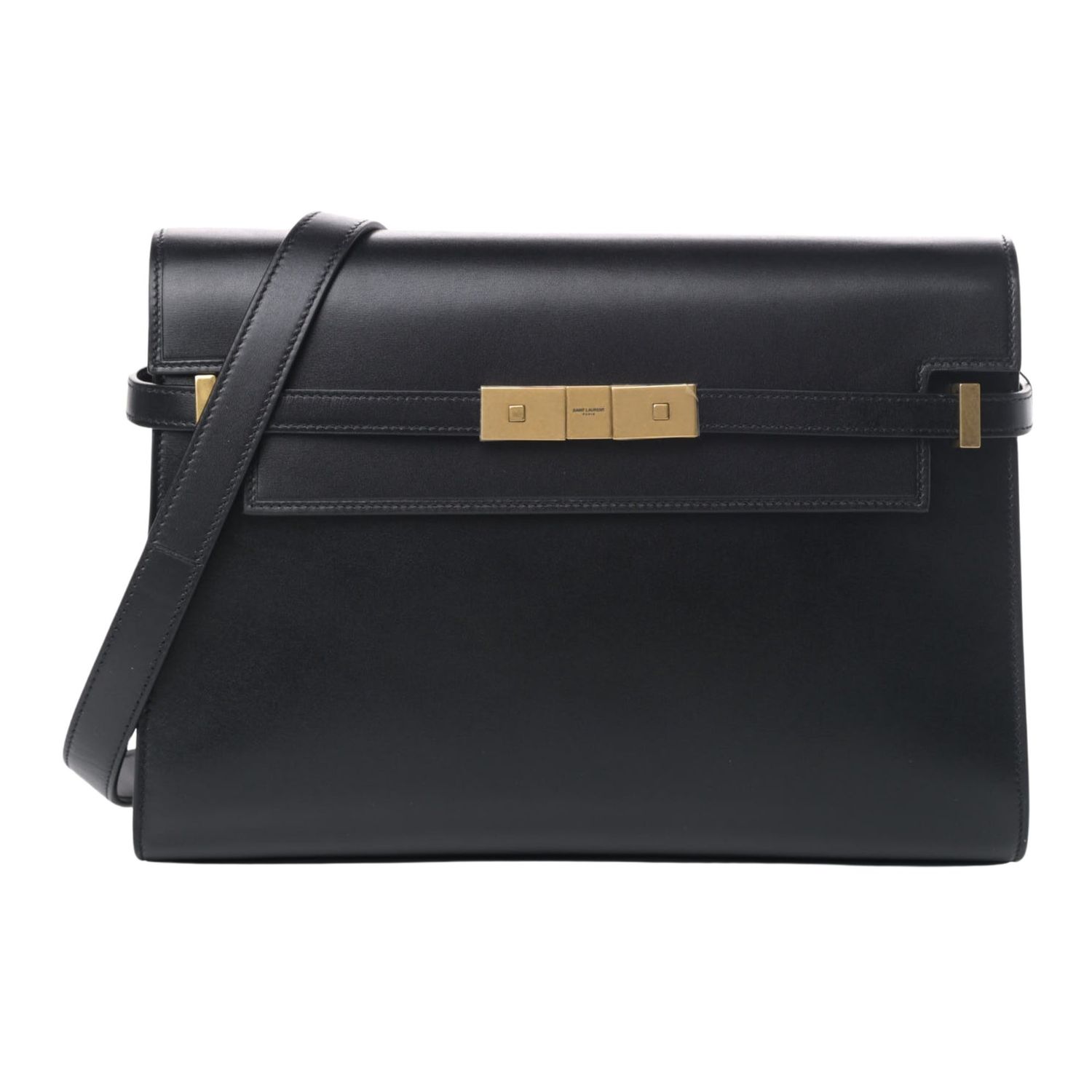 SAINT LAURENT SMOOTH CALFSKIN BLACK MANHATTAN SHOULDER BAG SMALL