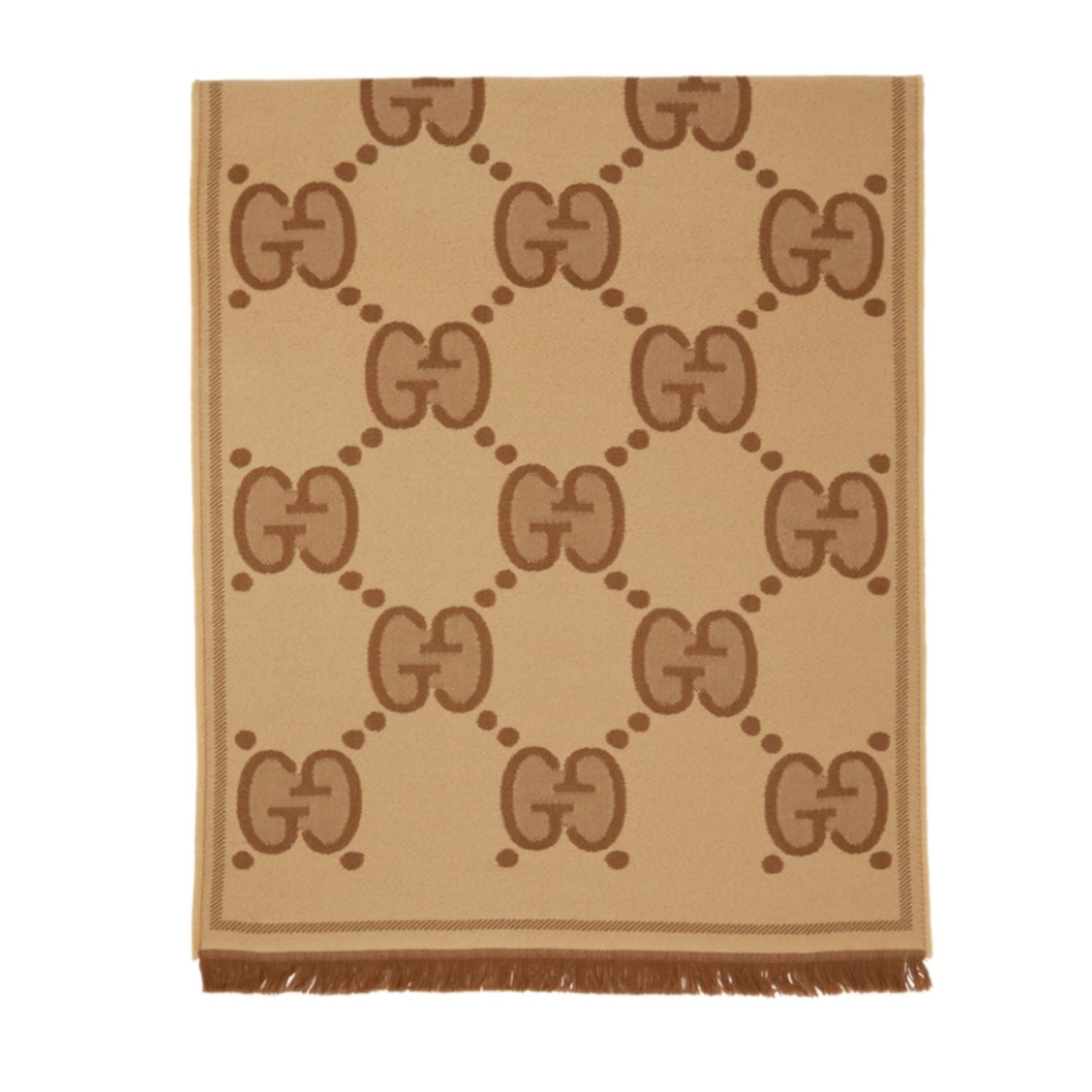 GUCCI MONOGRAM GG LADY NEST LUX SCARF TAN