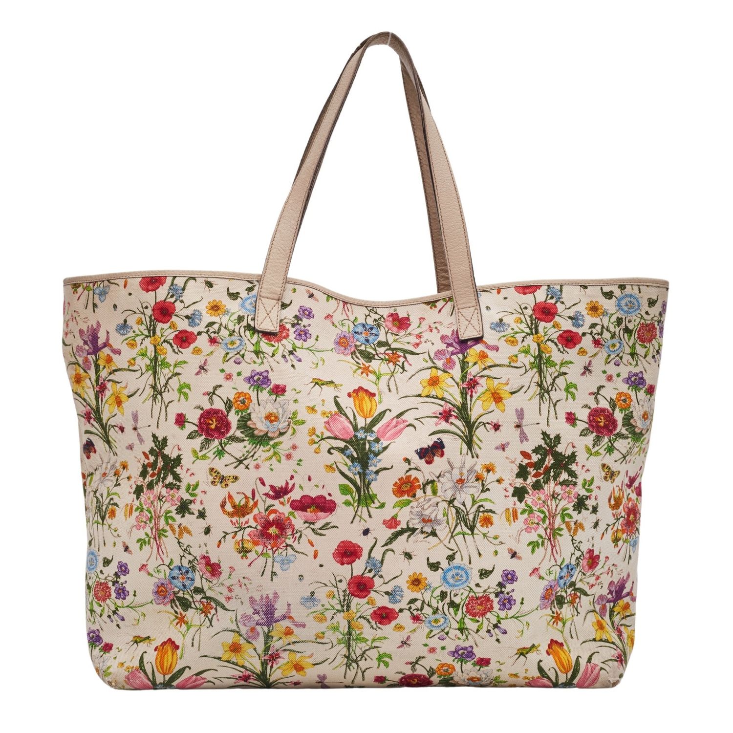 GUCCI FLORAL FLORA PRINT CANVAS JOY TOTE BAG LARGE 238695