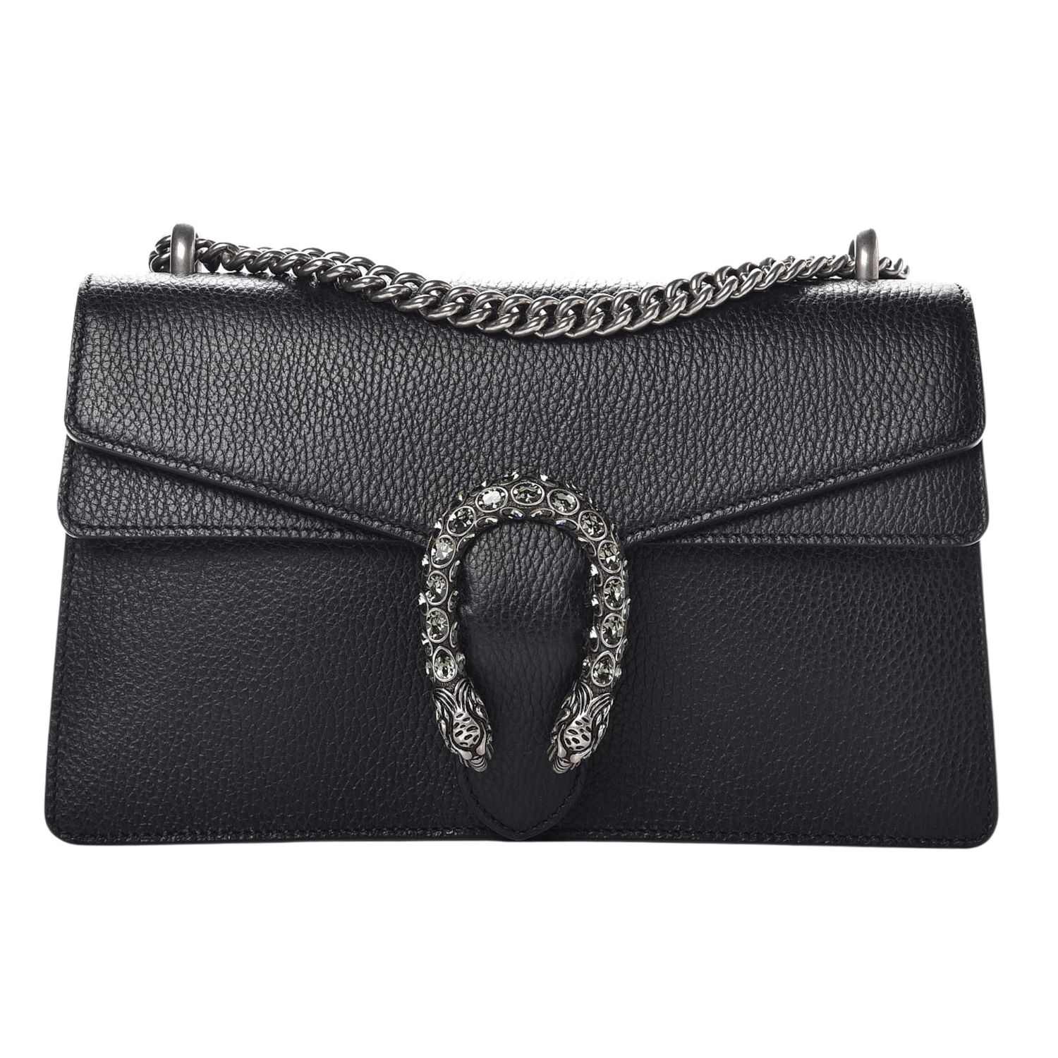 GUCCI LEATHER BLACK CRYSTAL EMBELLISHED DIONYSUS BAG SMALL