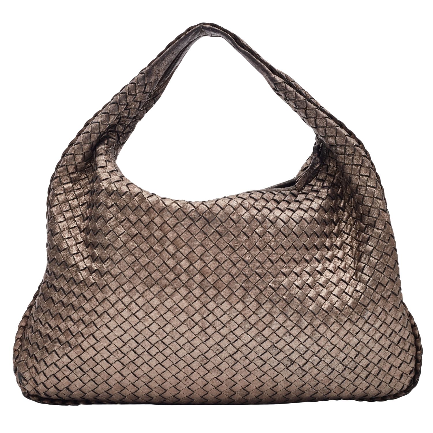 BOTTEGA VENETA INTRECCIATO BLACK LEATHER HOBO BAG