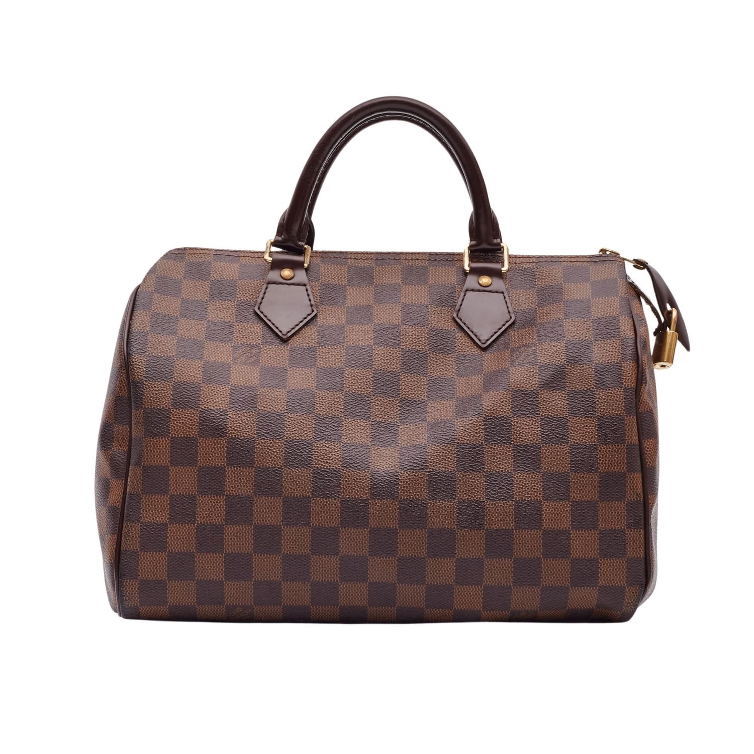 LOUIS VUITTON DAMIER EBENE SPEEDY 30 HANDBAG WITH STRAP