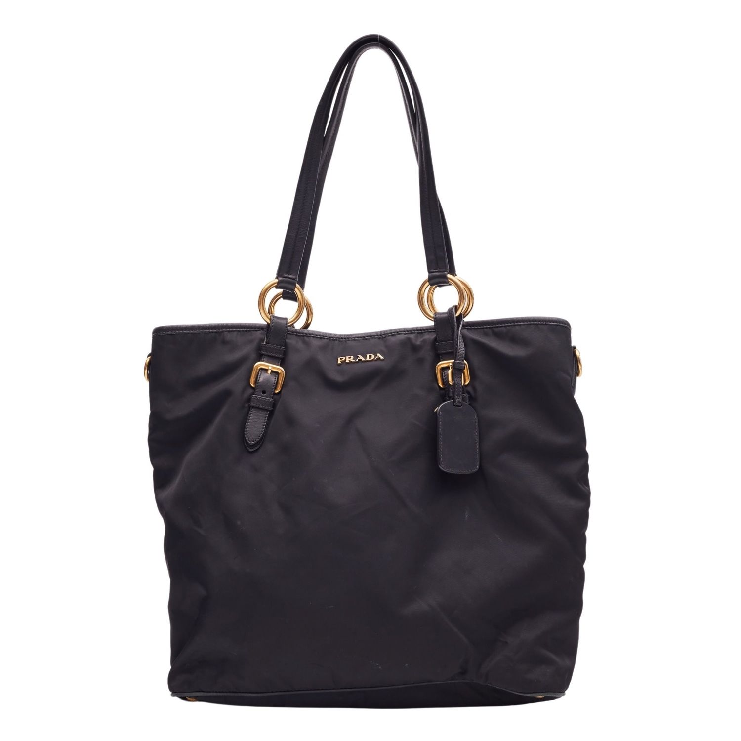 PRADA BLACK NYLON LARGE SHOPPER TOTE BAG
