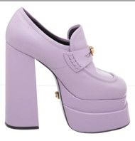 VERSACE PURPLE LAVENDER LEATHER PLATFORM LOAFERS JUNO PUMP (EU 38)