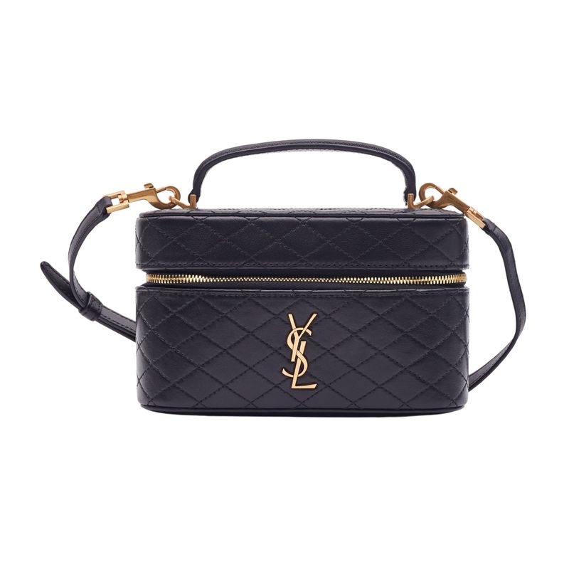 SAINT LAURENT BLACK CALFSKIN GRAIN GABY VANITY BAG