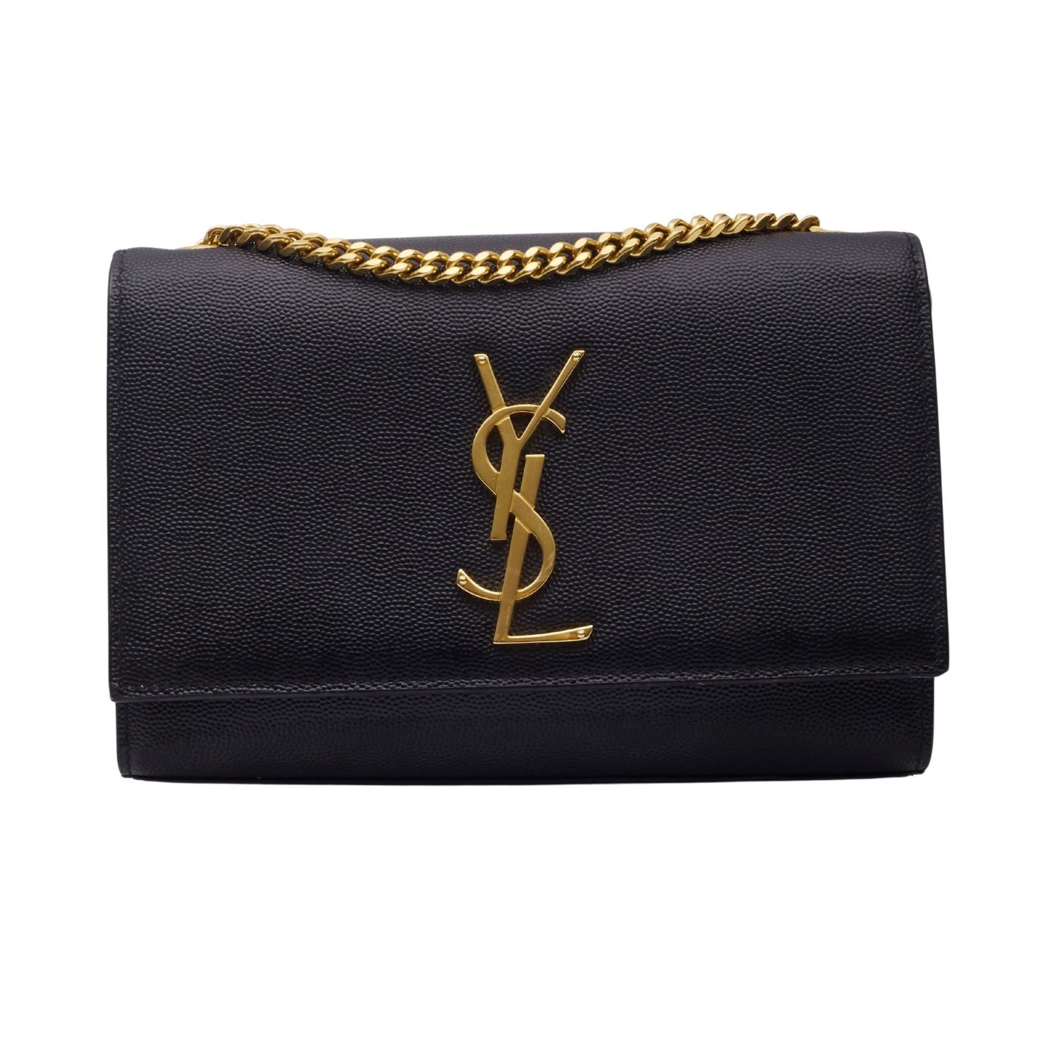 SAINT LAURENT GRAIN DE POUDRE BLACK KATE CHAIN BAG SMALL