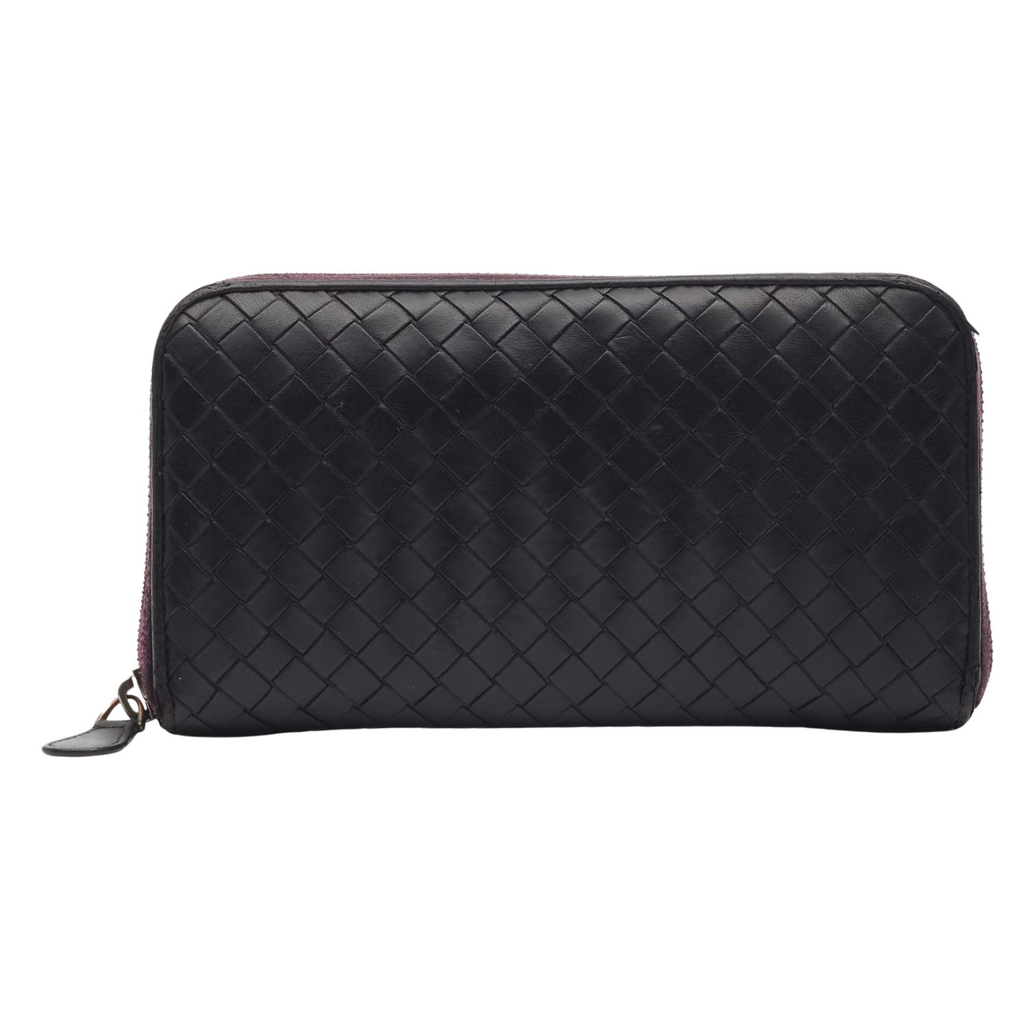 BOTTEGA VENETA VINTAGE INTRECCIATO BLACK INTRECCIATO ZIP WALLET