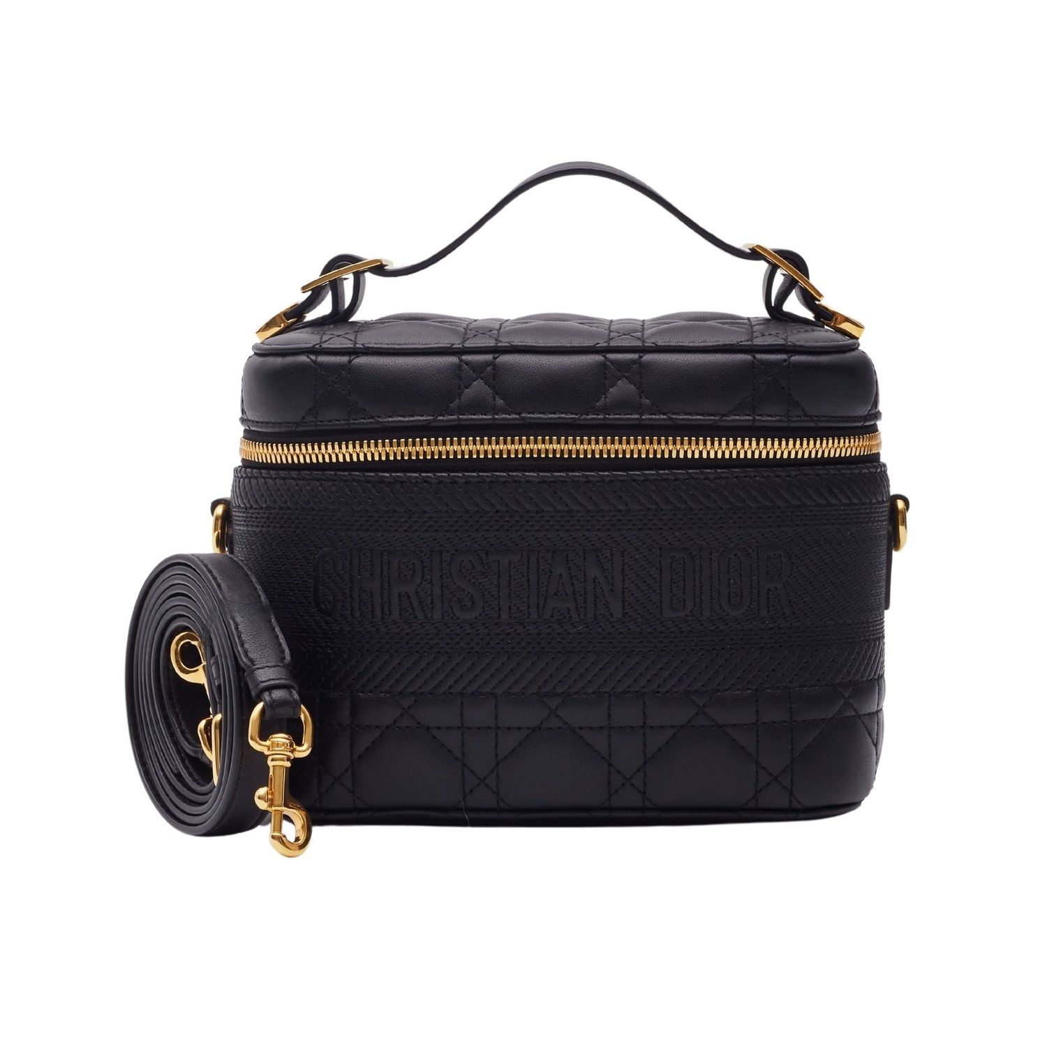 DIOR LAMBSKIN CANNAGE SMALL DIORTRAVEL VANITY CASE BLACK