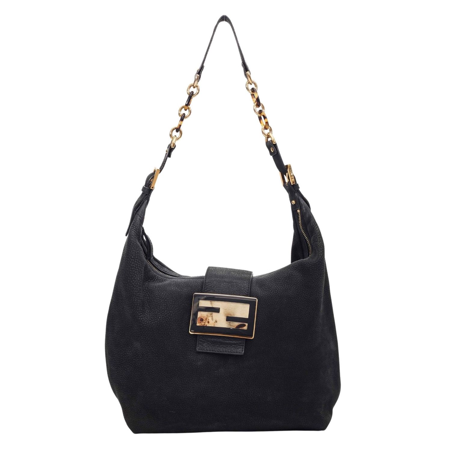 FENDI BLACK LEATHER FOREVER MAMA SHOULDER BAG LARGE