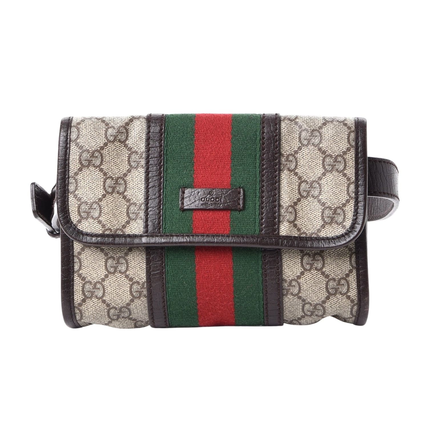 GUCCI GG SUPREME MONOGRAM EBONY PLUS WEB BELT BAG