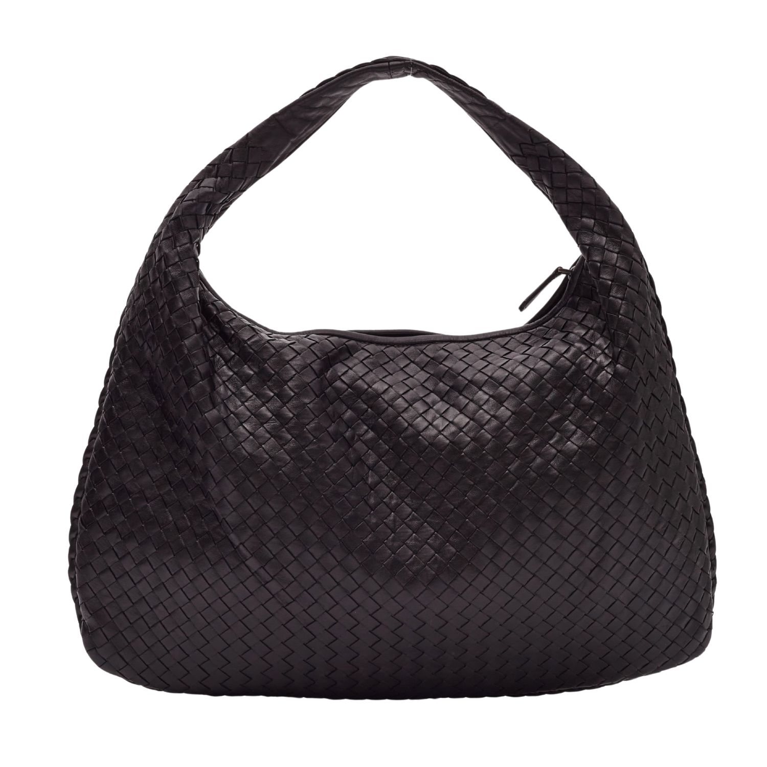 BOTTEGA VENETA INTRECCIATO BLACK LEATHER HOBO BAG