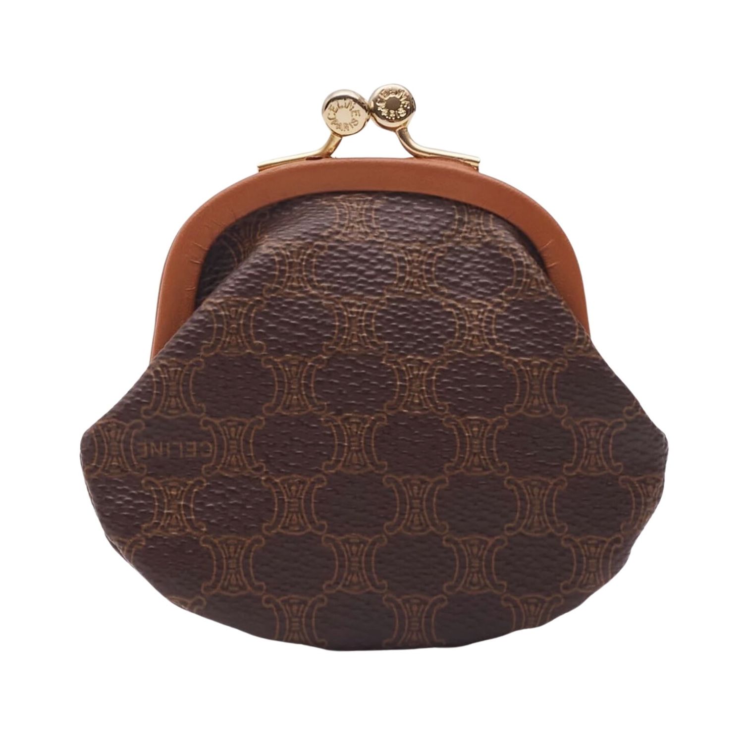 CELINE MACADAM MONOGRAM GOLD CLASP COIN POCHETTE