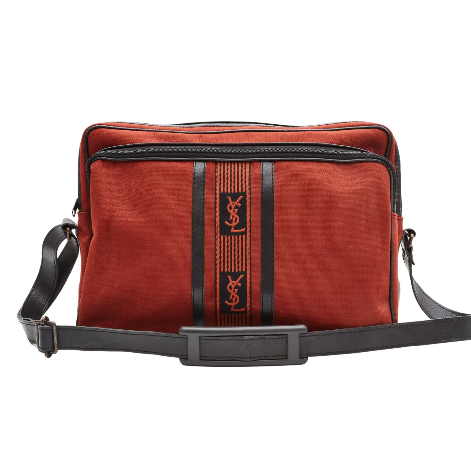 YVES SAINT LAURENT VINTAGE BURGUNDY TWEED TRIBAL MESSENGER BOOK BAG