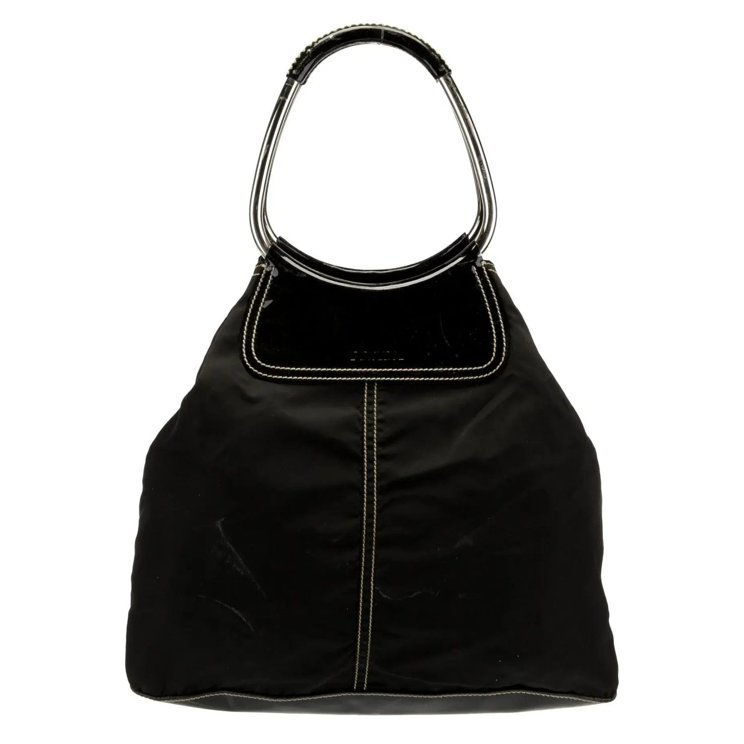 PRADA BLACK TESSUTO NYLON HOBO RING BAG