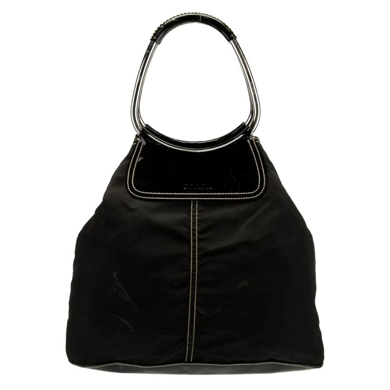 PRADA BLACK TESSUTO NYLON HOBO RING BAG
