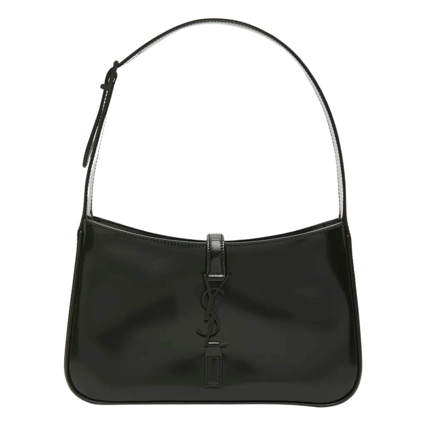 SAINT LAURENT PATENT LE 5 À 7 HOBO BAG BLACK MONOCHROME