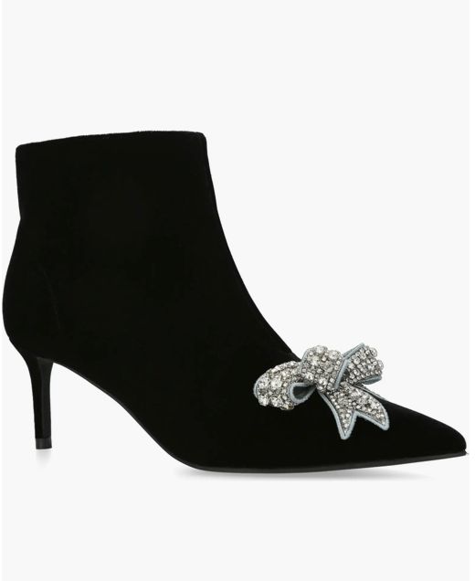 KURT GEIGER BELGRAVIA BOOTIE WITH CRYSTAL BOW (40.5) BLACK
