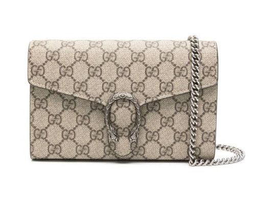 GUCCI GG SUPREME MONOGRAM MINI DIONYSUS CHAIN WALLET BEIGE