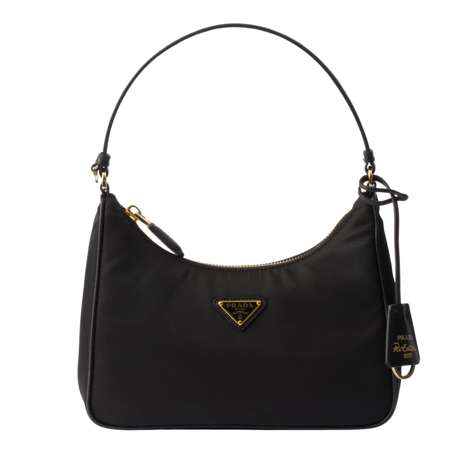 PRADA RE-EDITION 2005 BLACK RE-NYLON AND SAFFIANO MINI BAG GOLD HARDWARE