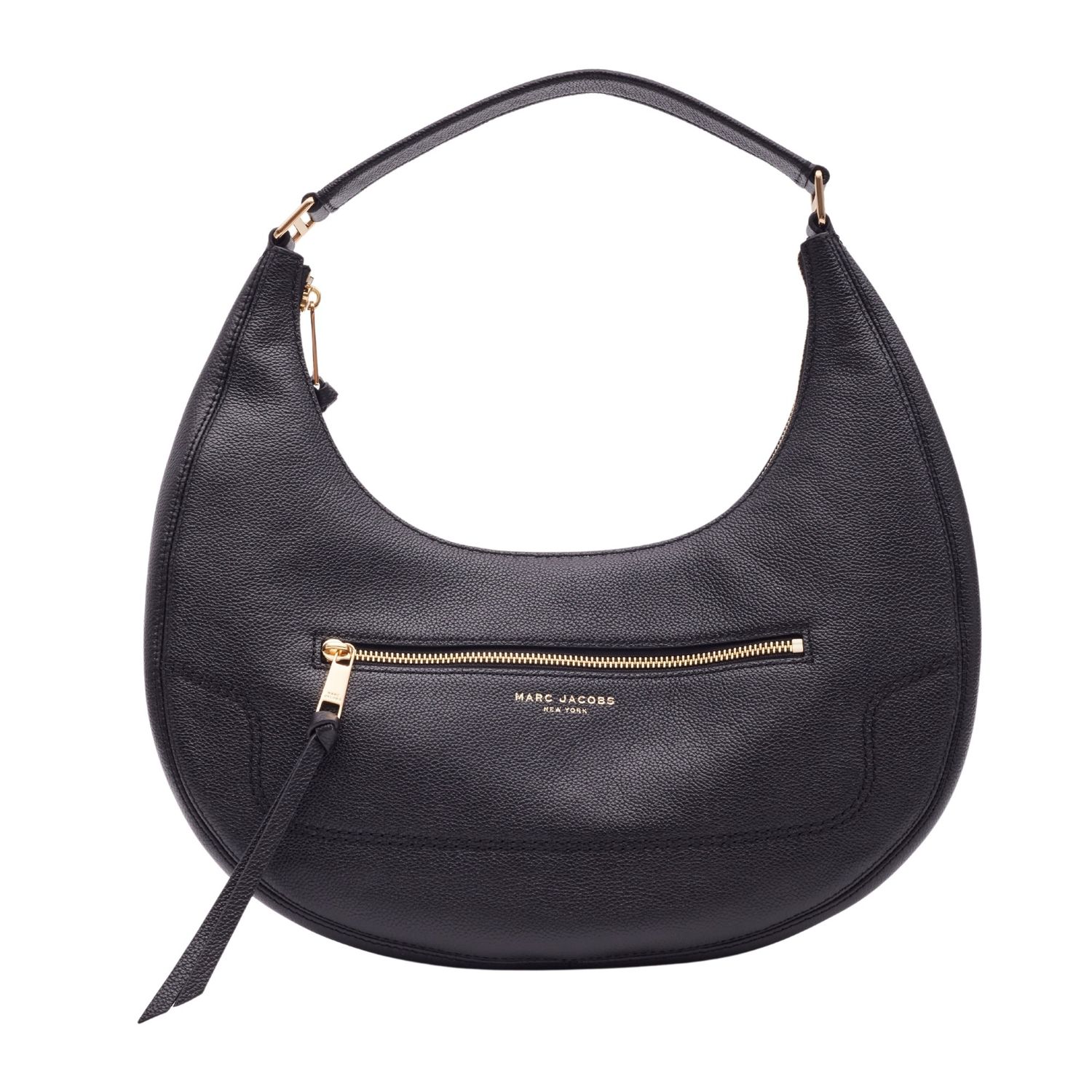 MARC JACOBS LEATHER BLACK CRESCENT SHOULDER BAG LARGE
