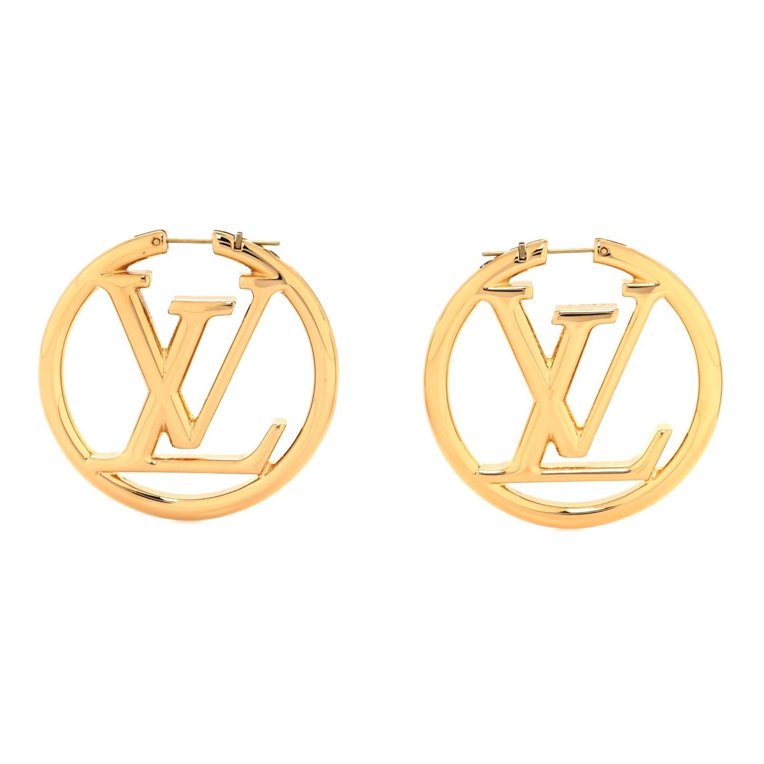 LOUIS VUITTON GOLD METAL LOUISE HOOP EARRINGS GM