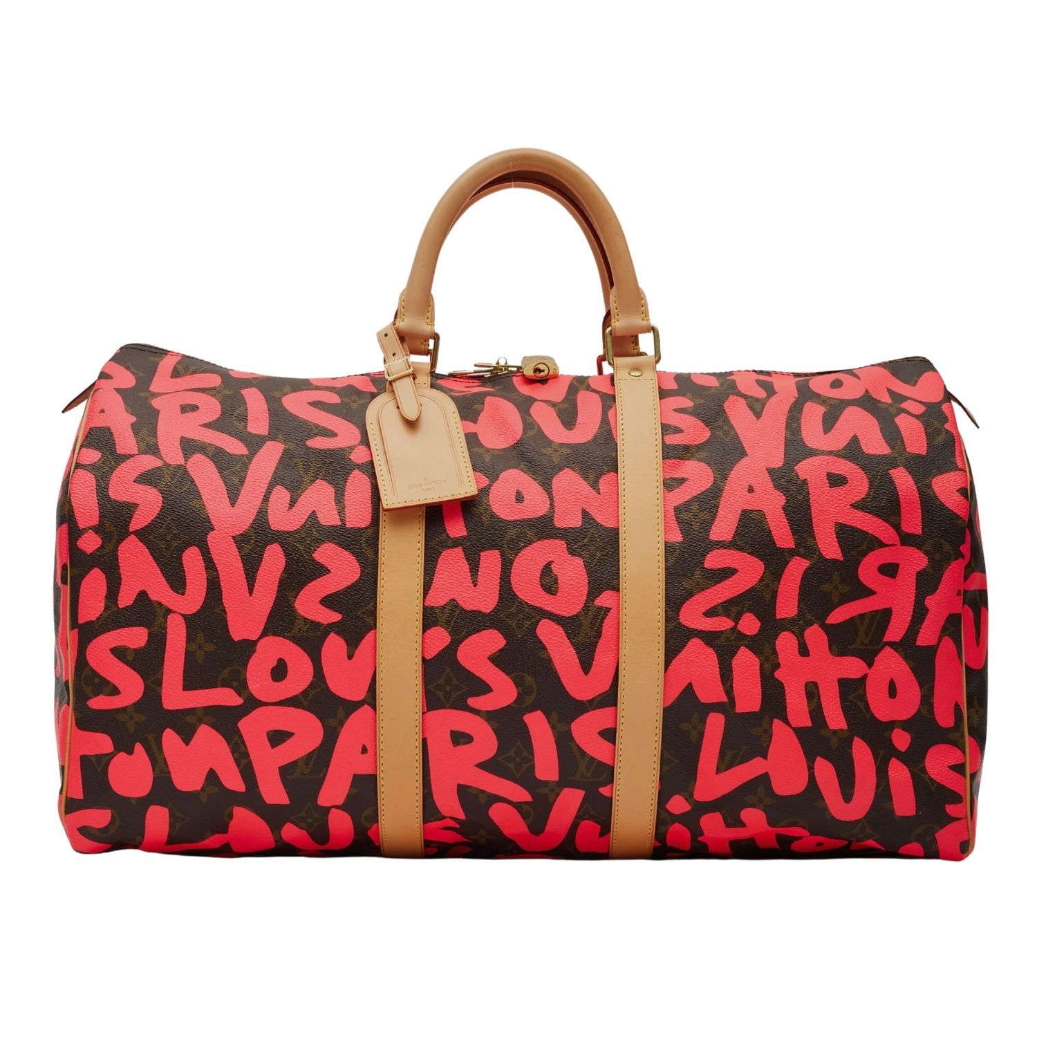 LOUIS VUITTON MONOGRAM GRAFFITI KEEPALL 50 FUCHSIA