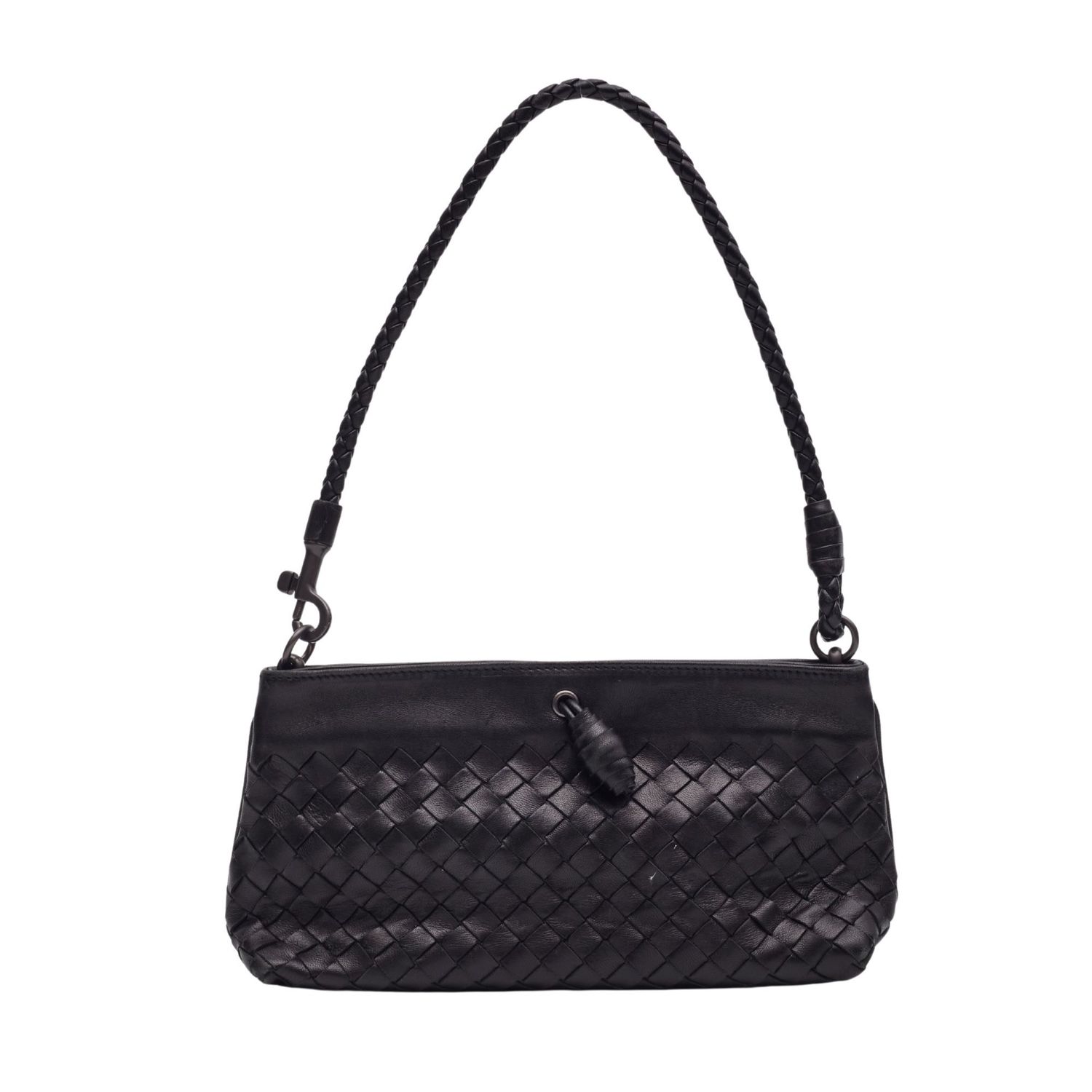 BOTTEGA VENETA NAPPA BLACK INTRECCIATO MINI SHOULDER BAG
