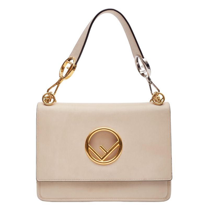 SAC À BANDOULIÈRE FENDI EN CUIR BEIGE AVEC LOGO KAN F