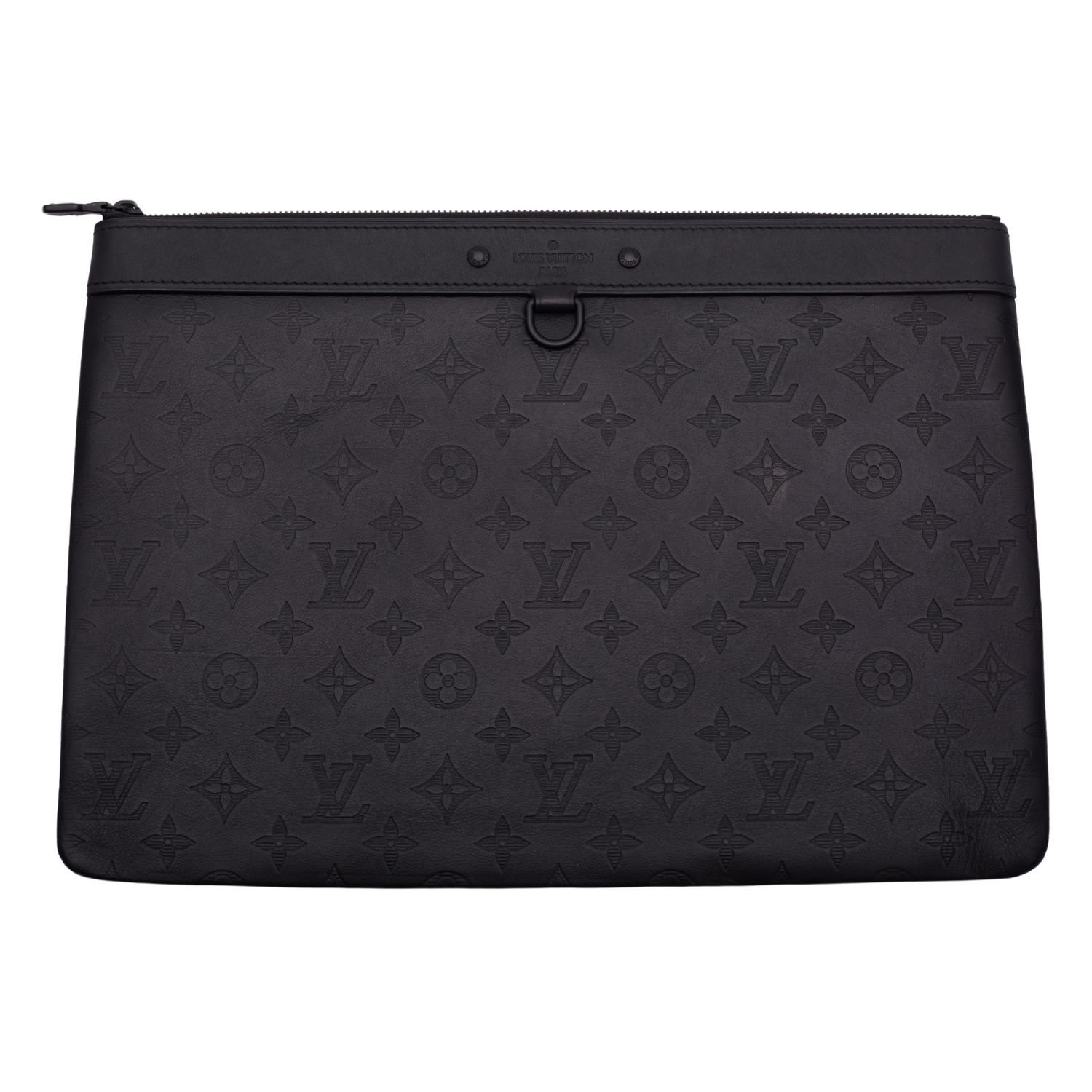 LOUIS VUITTON CALFSKIN MONOGRAM BLACK SHADOW DISCOVERY POCHETTE BAG