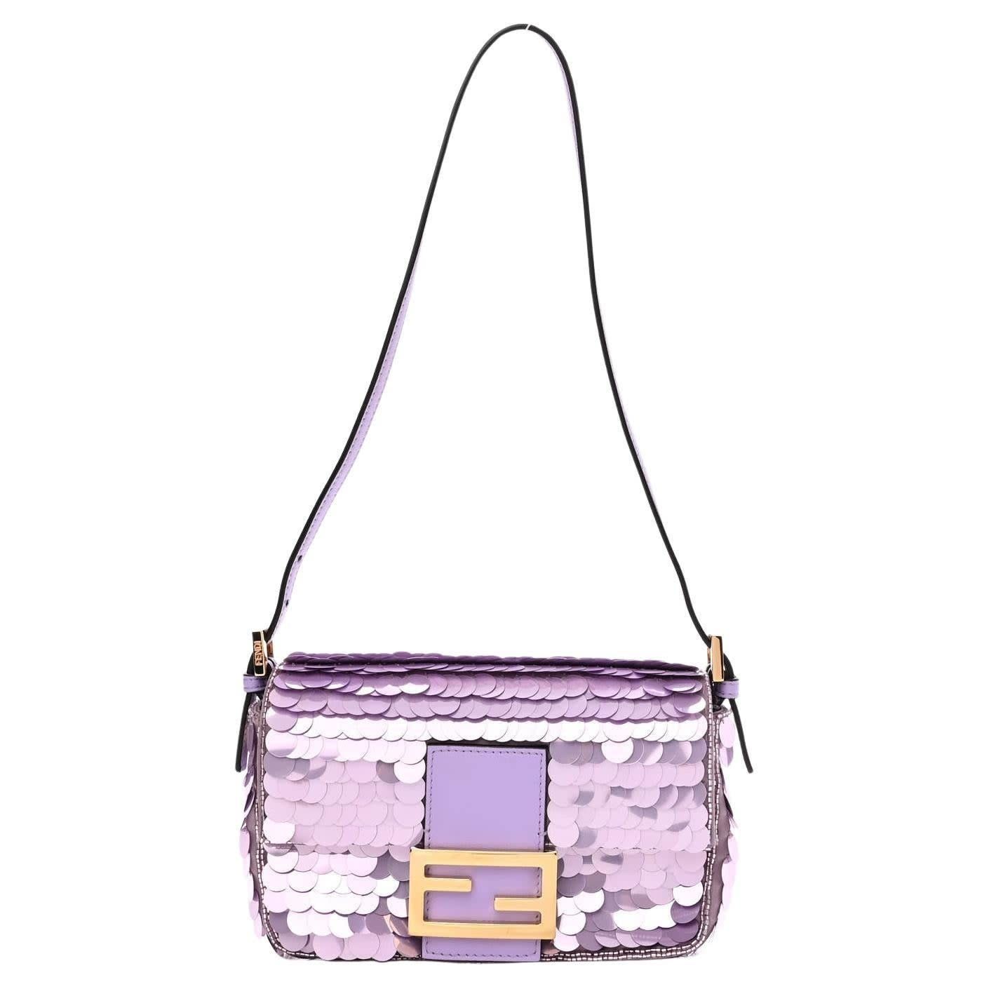 FENDI PURPLE SEQUIN SEX AND THE CITY LILAC RARE 1997 MINI BAGUETTE BAG