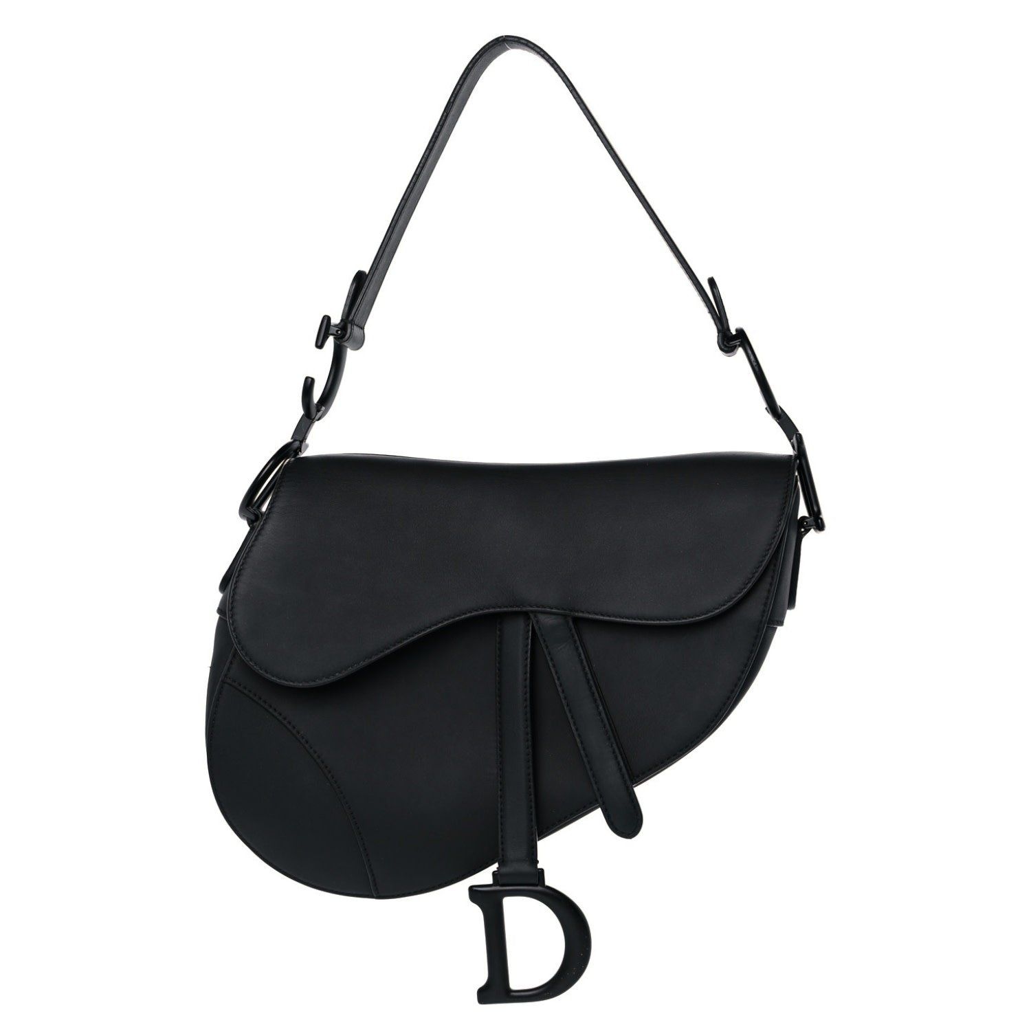 DIOR MONOCHROME ULTRAMATTE BLACK CALFSKIN SADDLE BAG