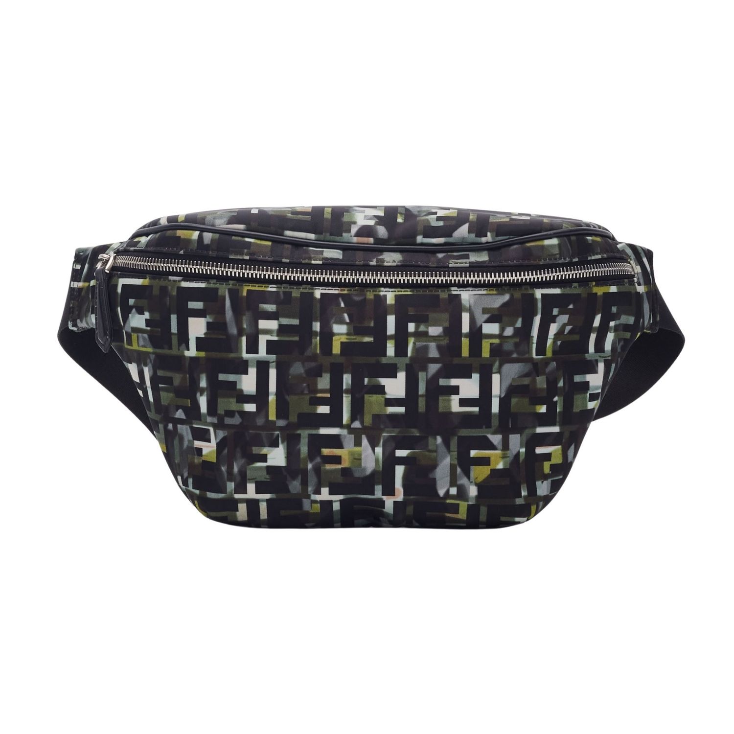 FENDI NYLON CAMOUFF BLACK GREEN BELT BAG