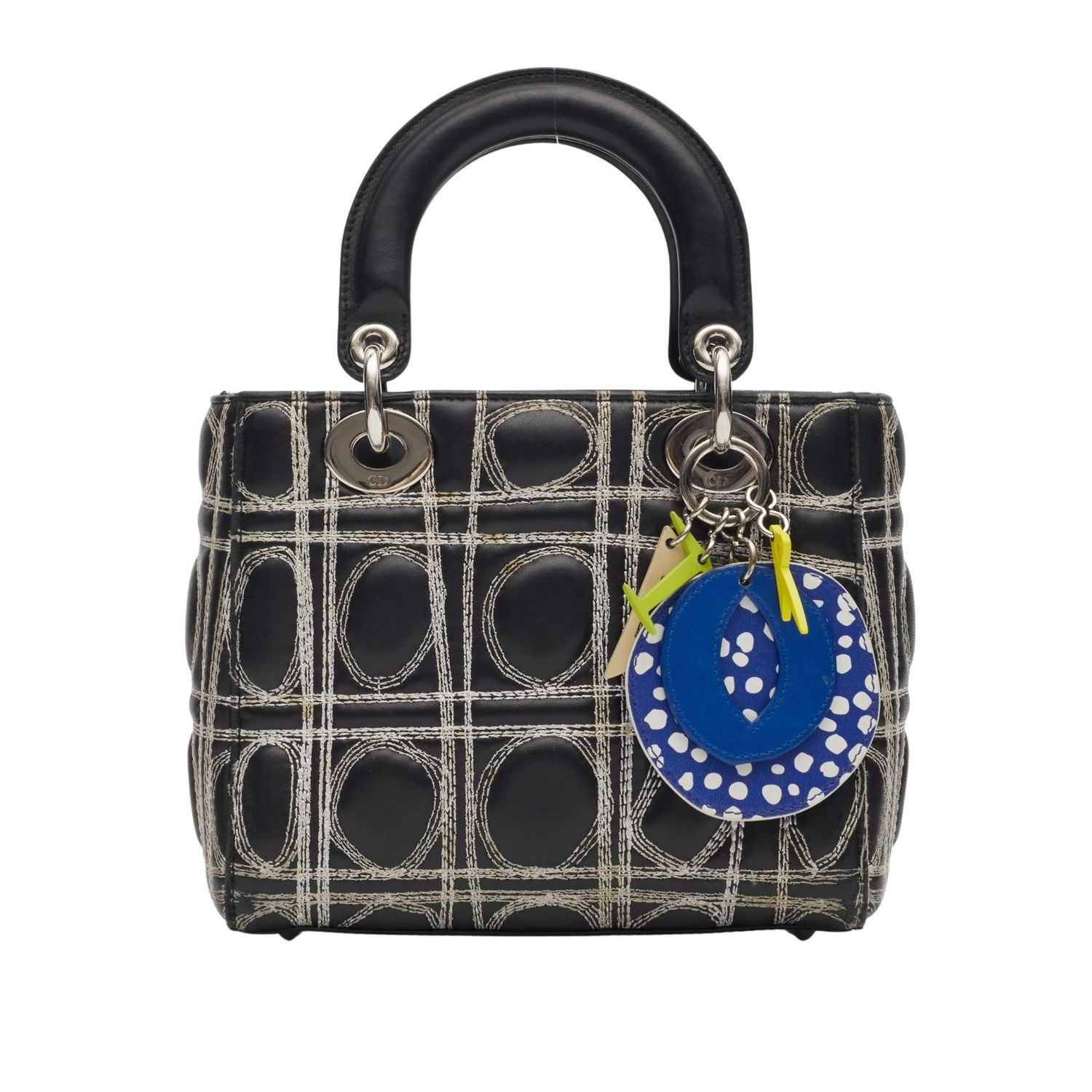 DIOR X DANIEL GORDON BLACK LEATHER LADY DIOR ART BAG SMALL