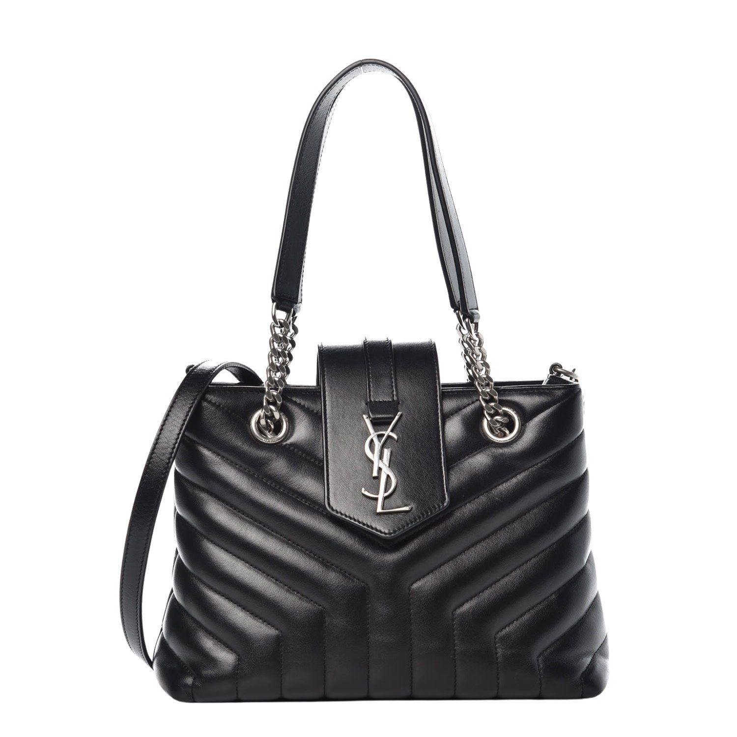 SAINT LAURENT BLACK LOULOU CABAS TOTE BAG SMALL SHOPPER