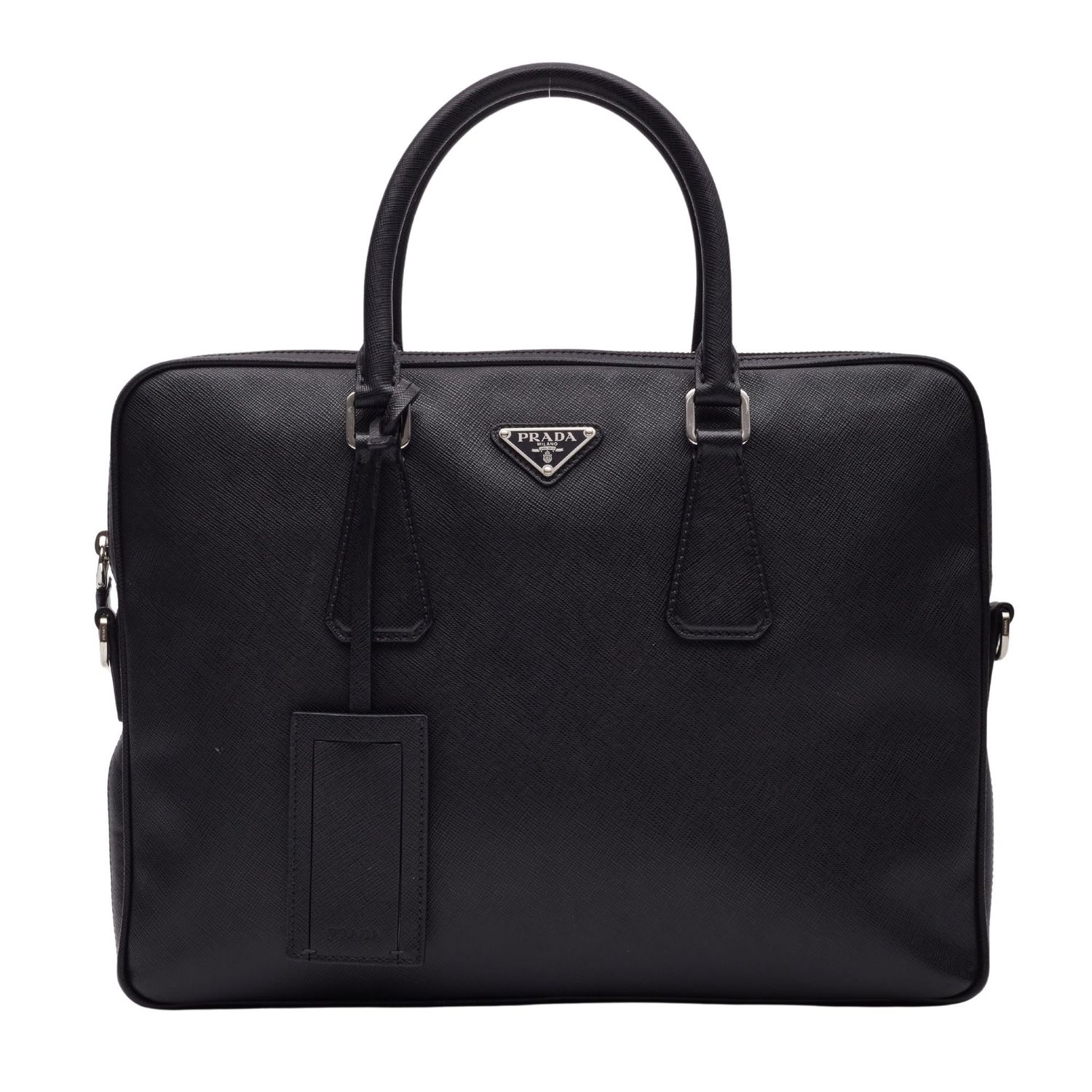 PRADA BLACK SAFFIANO LEATHER BRIEFCASE BAG