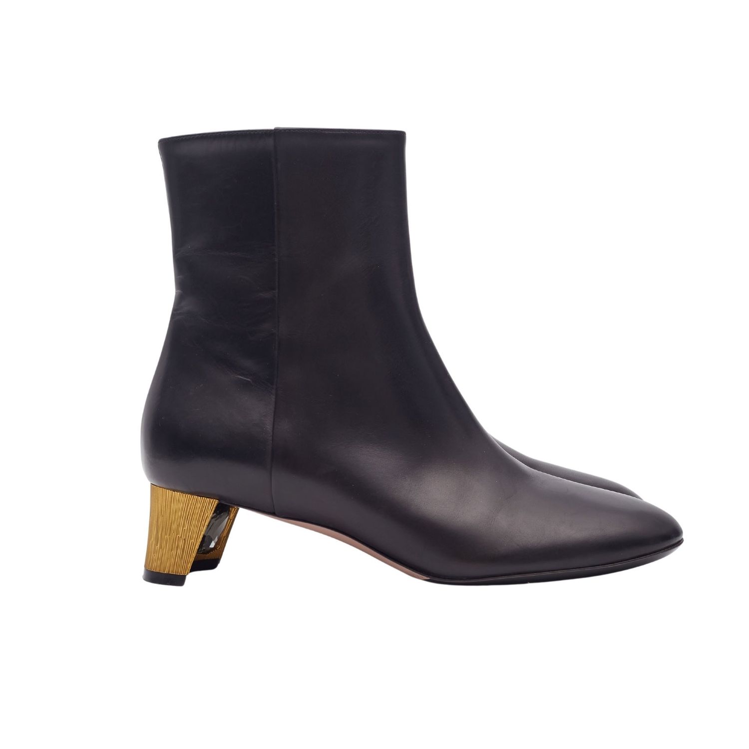 GUCCI BLACK CALFSKIN DIAMOND HEELS 35 ANKLE BOOTS