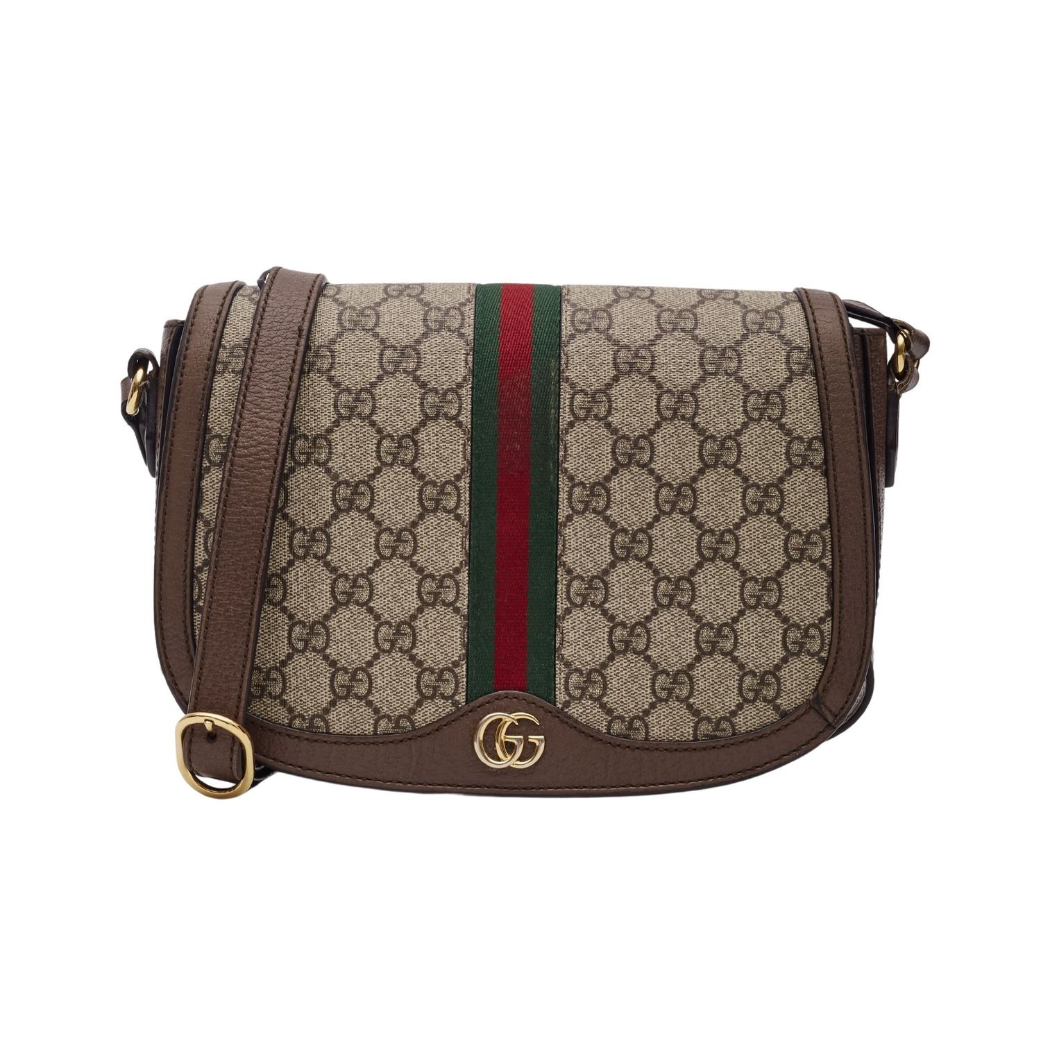 GUCCI GG SUPREME MONOGRAM WEB OPHIDIA FLAP BAG BROWN (DEAL OF THE DAY)
