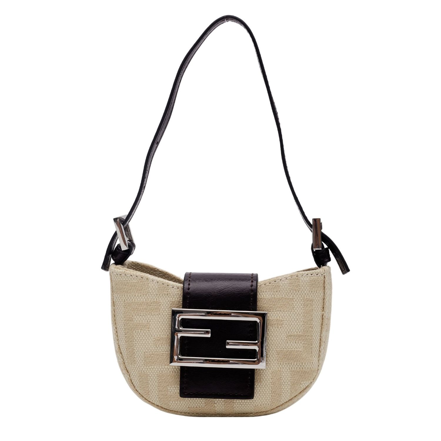 FENDI ZUCCA FF NEUTRALS CRESCENT MICRO BAG