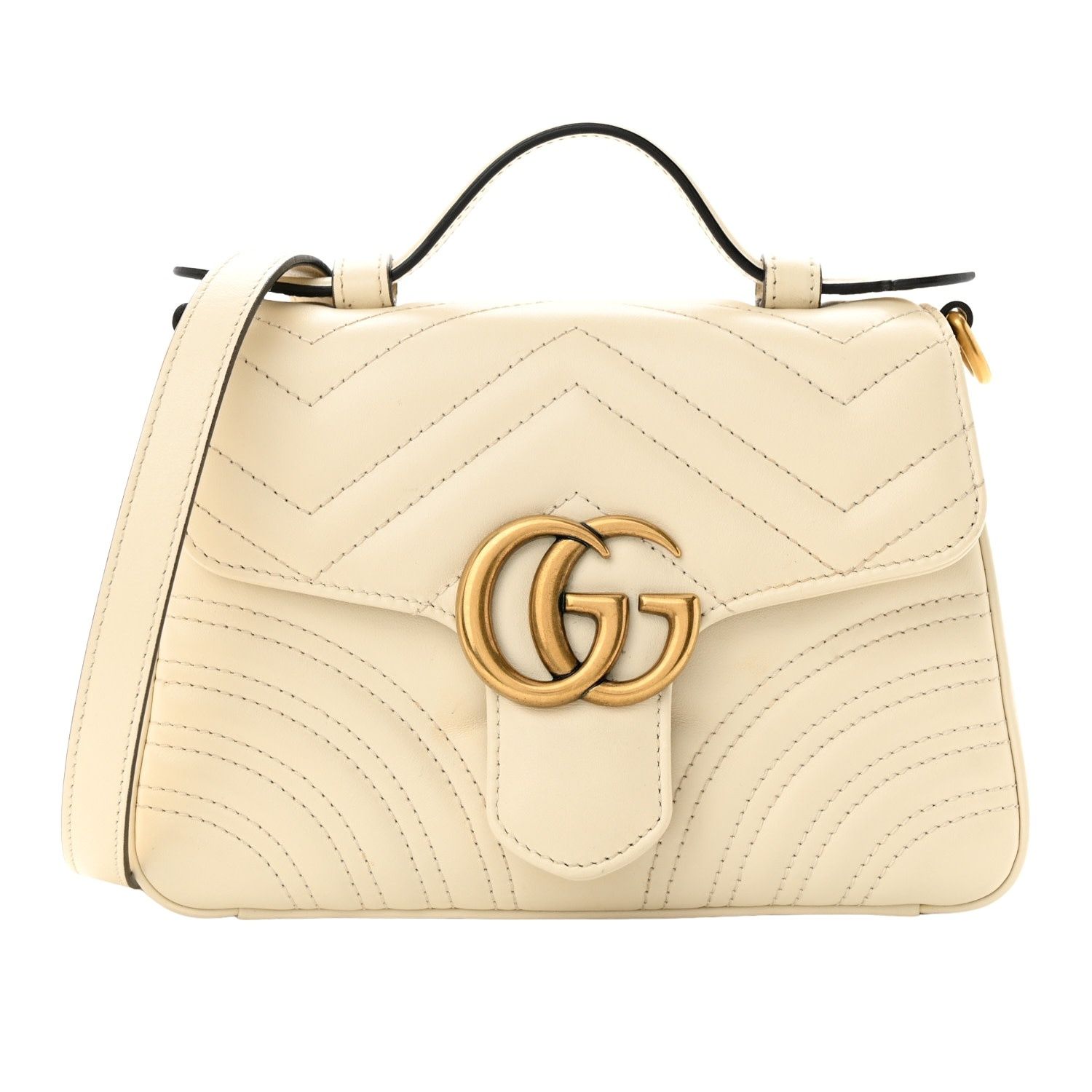 GUCCI GG MARMONT CALFSKIN MATELASSE SHOULDER BAG WHITE MINI