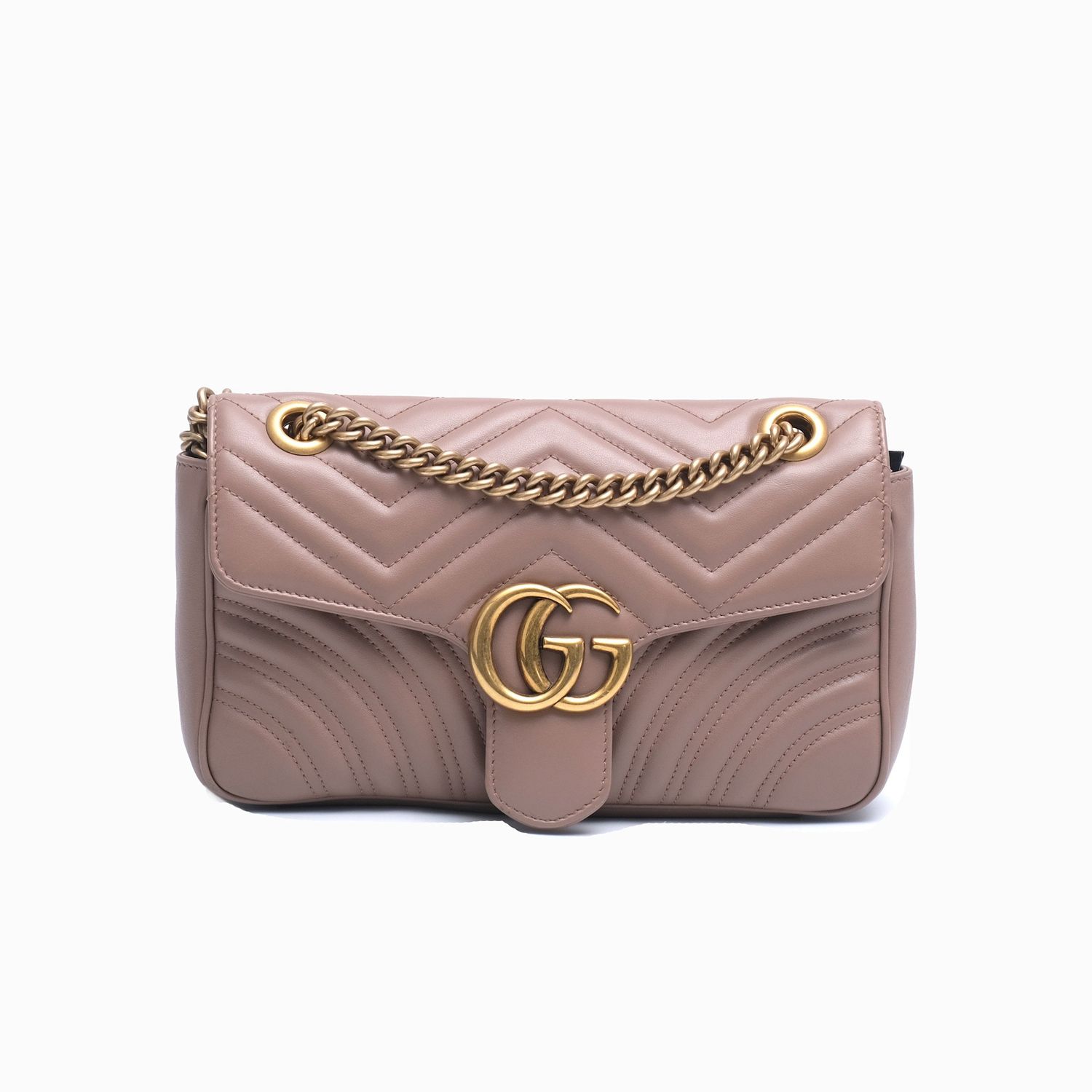GUCCI GG MARMONT CALFSKIN ROSE MATELASSE SMALL SHOULDER BAG