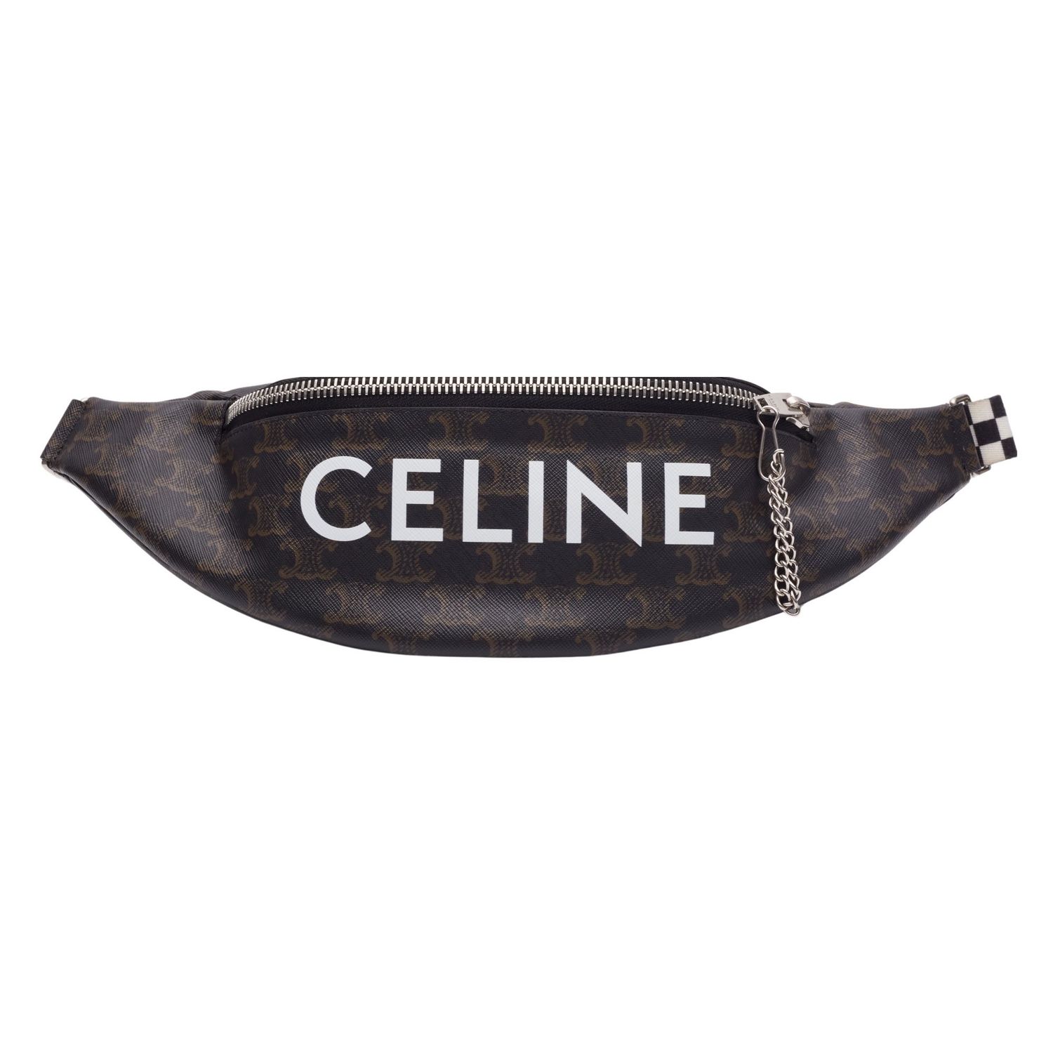 CELINE TRIOMPHE LOGO CANVAS BELT BAG BLACK