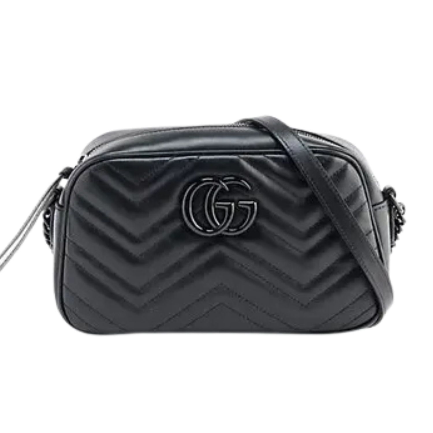 GUCCI GG MARMONT BLACK MONOCHROME CAMERA BAG SMALL