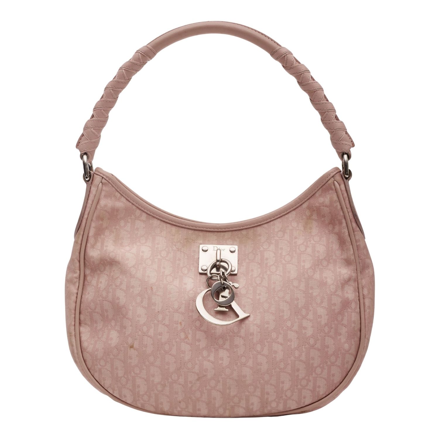 DIOR NYLON PINK ROSE CLAIR MONOGRAM LOVELY HOBO