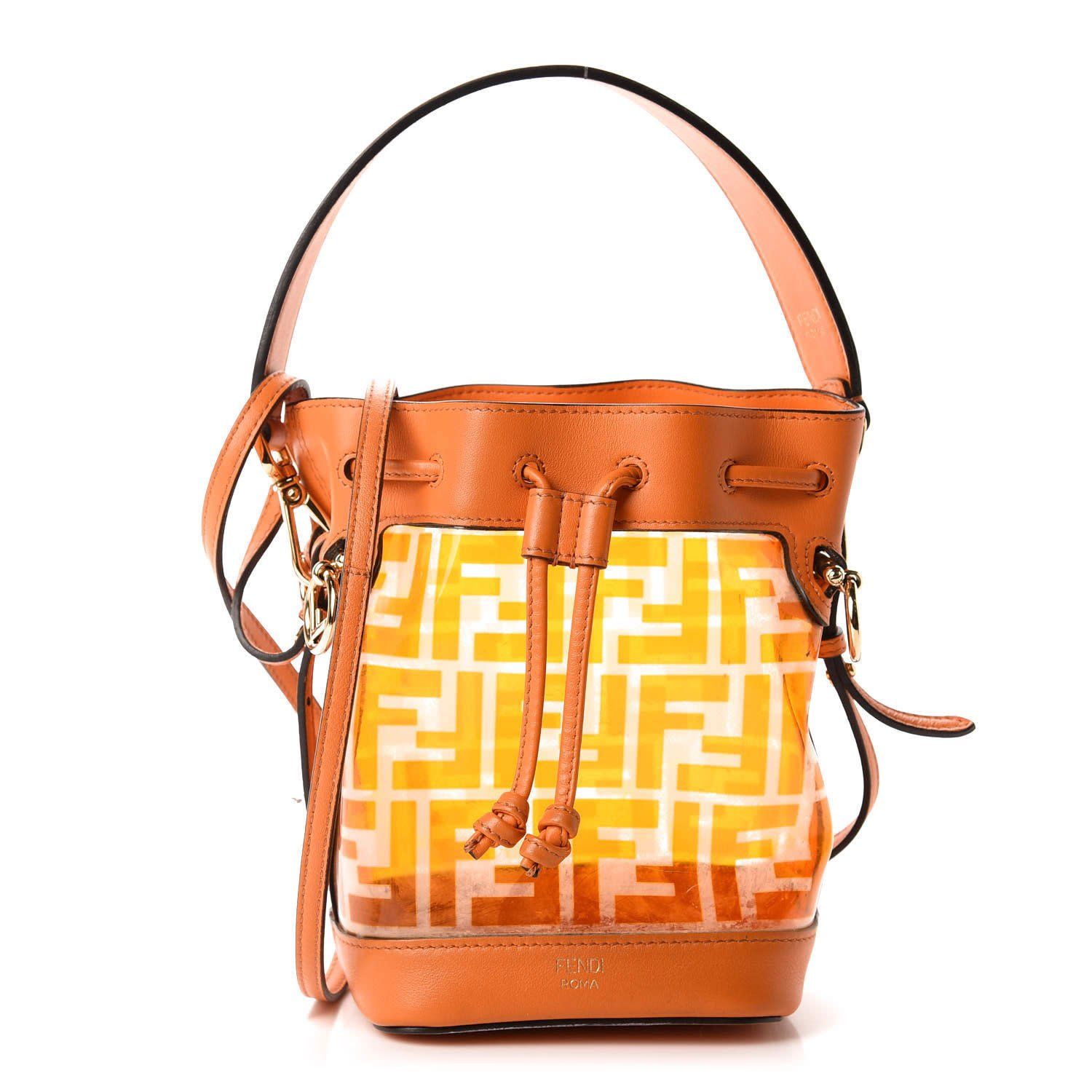 FENDI FF ZUCCA TPU ORANGE MON TRESOR BUCKET BAG MINI