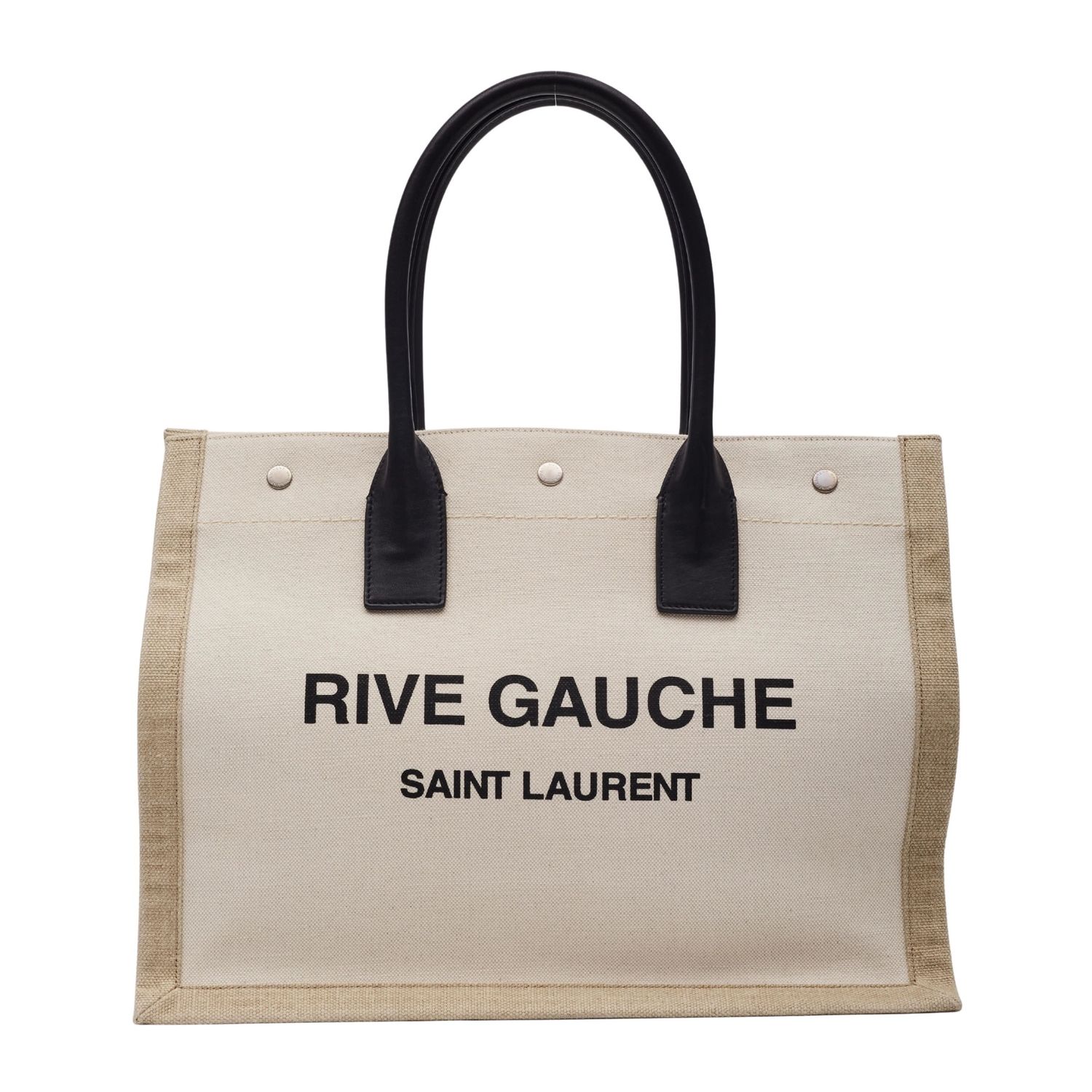 SAINT LAURENT PARIS RIVE GAUCHE BEIGE CANVAS TOTE LARGE