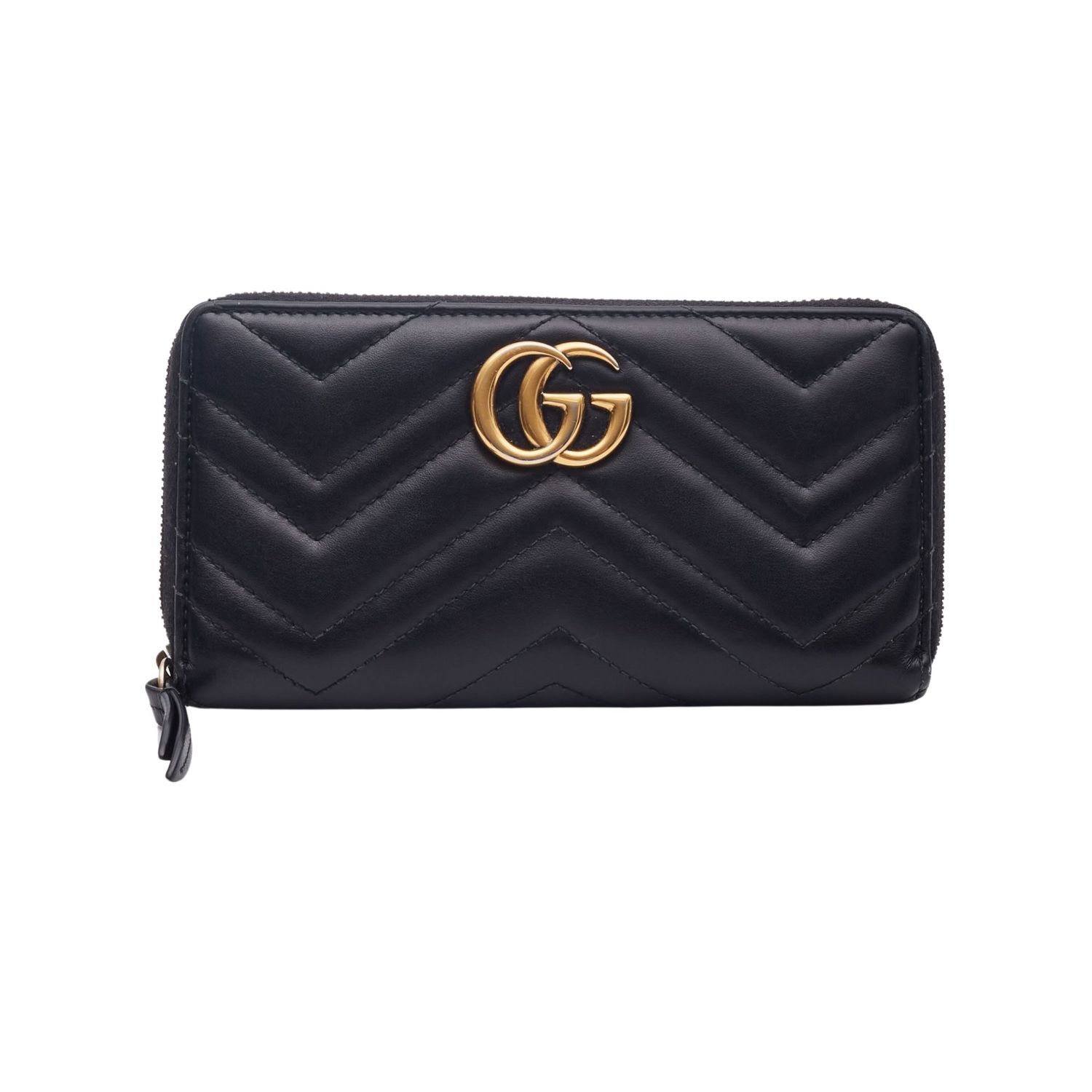 GUCCI GG MARMONT MATELASSE ZIP AROUND WALLET